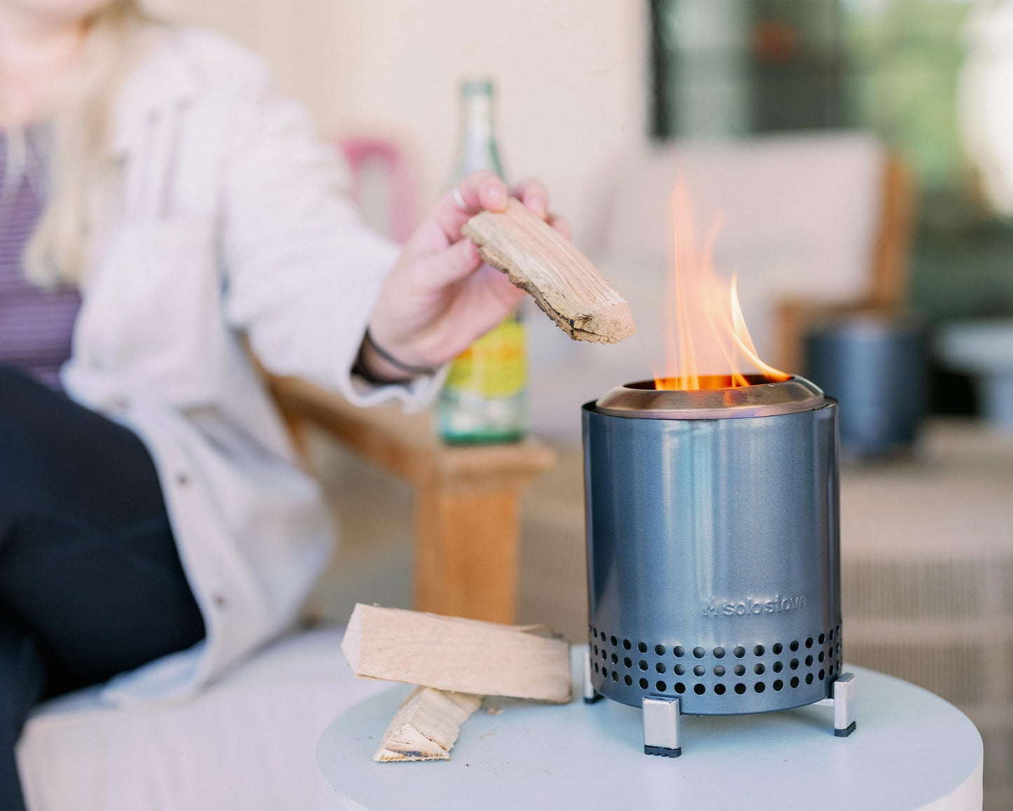 Solo Stove Mesa, 5.1 Inch Tabletop Fire Pit with Stand - Smokeless, Stainless Steel Fire Pit for Camping, Outdoor & Patio- Wood Burning or Pellet Fueled Portable Bonfire, 1.4lbs, Gunmetal