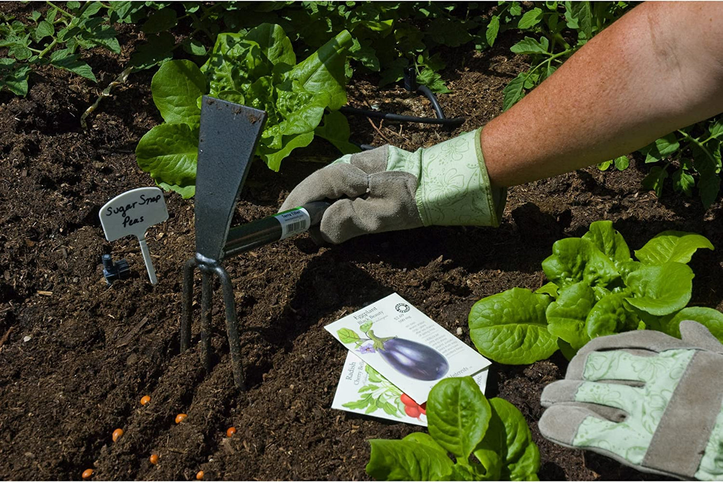 Yard Butler ITT-4T Terra Tiller Hand Cultivator - Essential Gardening Tool for Yardwork - Power-Coated Steel Construction - Comfortable Grip - Long-Lasting - Rust-Resistant