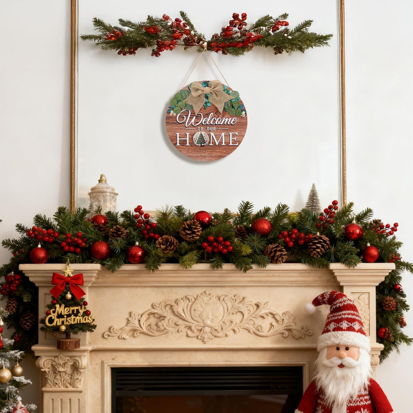 Giftgarden Welcome Home Sign for Front Door with 14 Changeable Icons, Seasonal Door Wreaths Outdoor Porch Decor, All Season Holiday Housewarming Gift