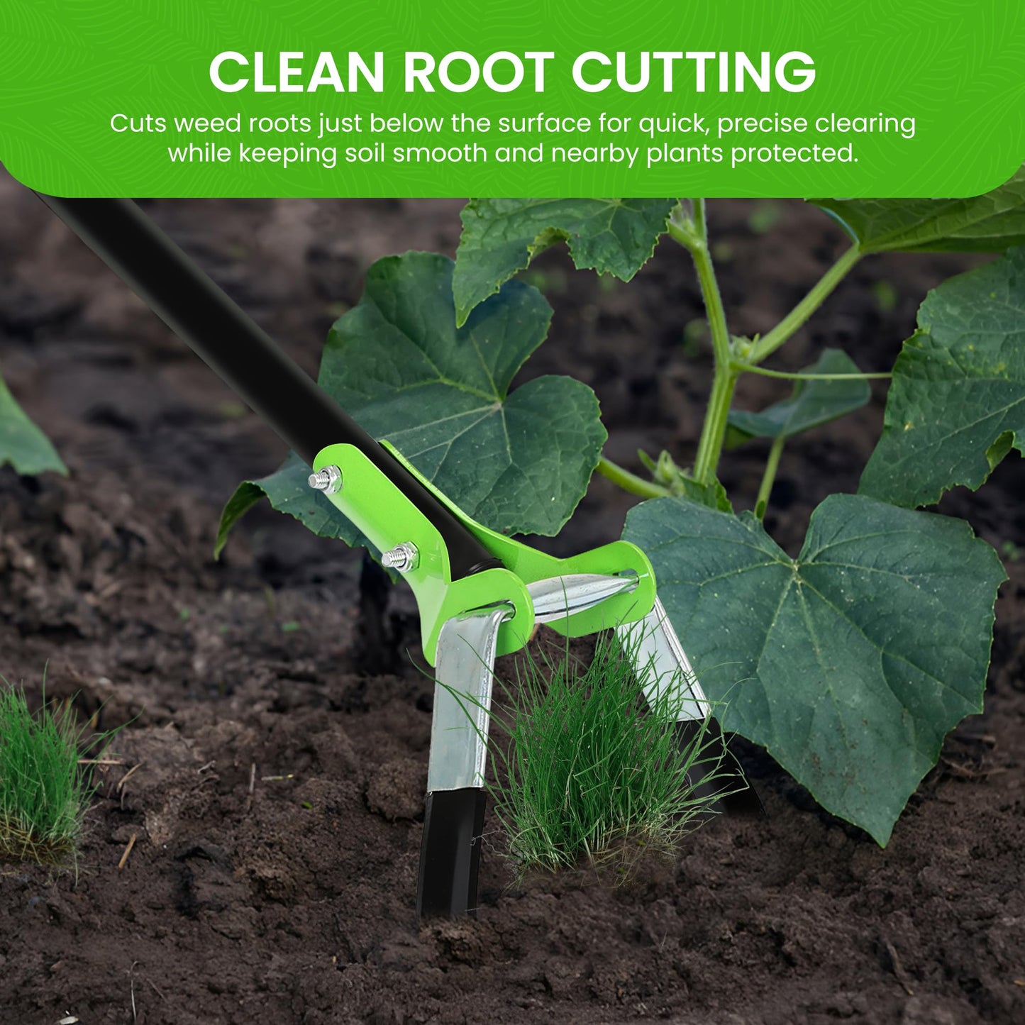 Garden Guru Action Stirrup Hoe Garden Tool with Ergonomic Handle – Rust Resistant Heavy Duty Steel Loop Hoe for Weeding, Planting, Sowing Seeds, Making Furrows & Soil Cultivation