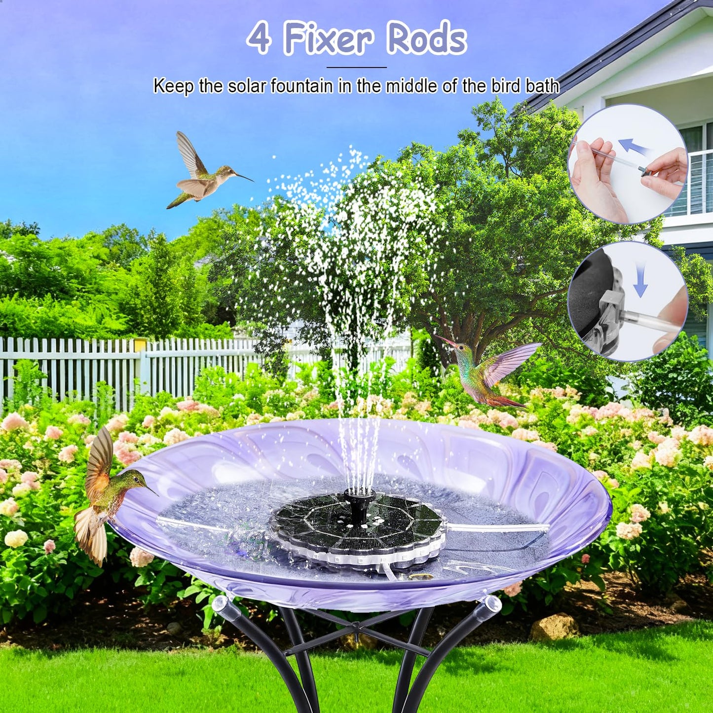 Yzert Solar Fountain Colorful Ring Lights, 2026 3.5W Solar Water Fountain with 2000mah Battery, Solar Fountain Pump for Bird Bath, Pond, Pool, Outdoor