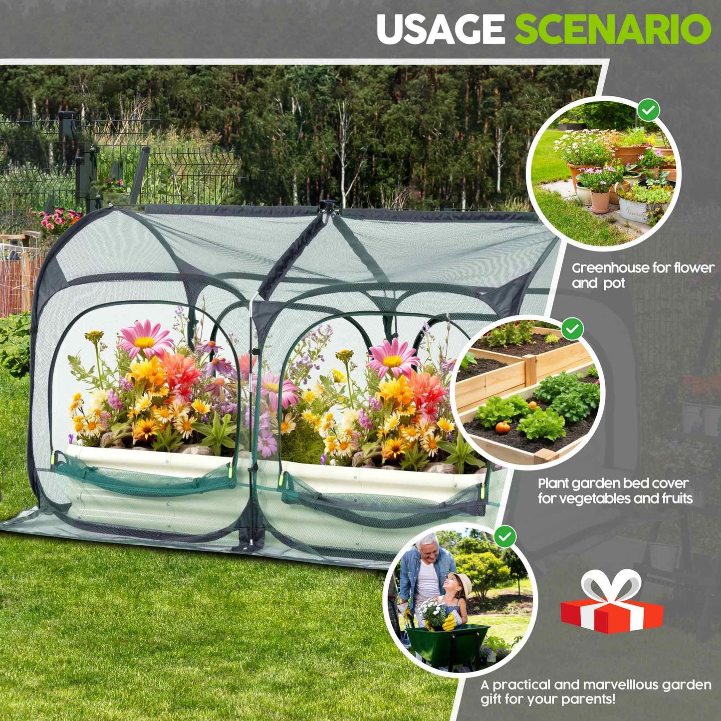 Poray Large 8.2x4FT Plant Netting Cover, Pop up Tunnel Crop Cage Gardening Net,Pest Guard Cover for Vegetables &Fruits,Durable Gardening Net for Plant and Animal