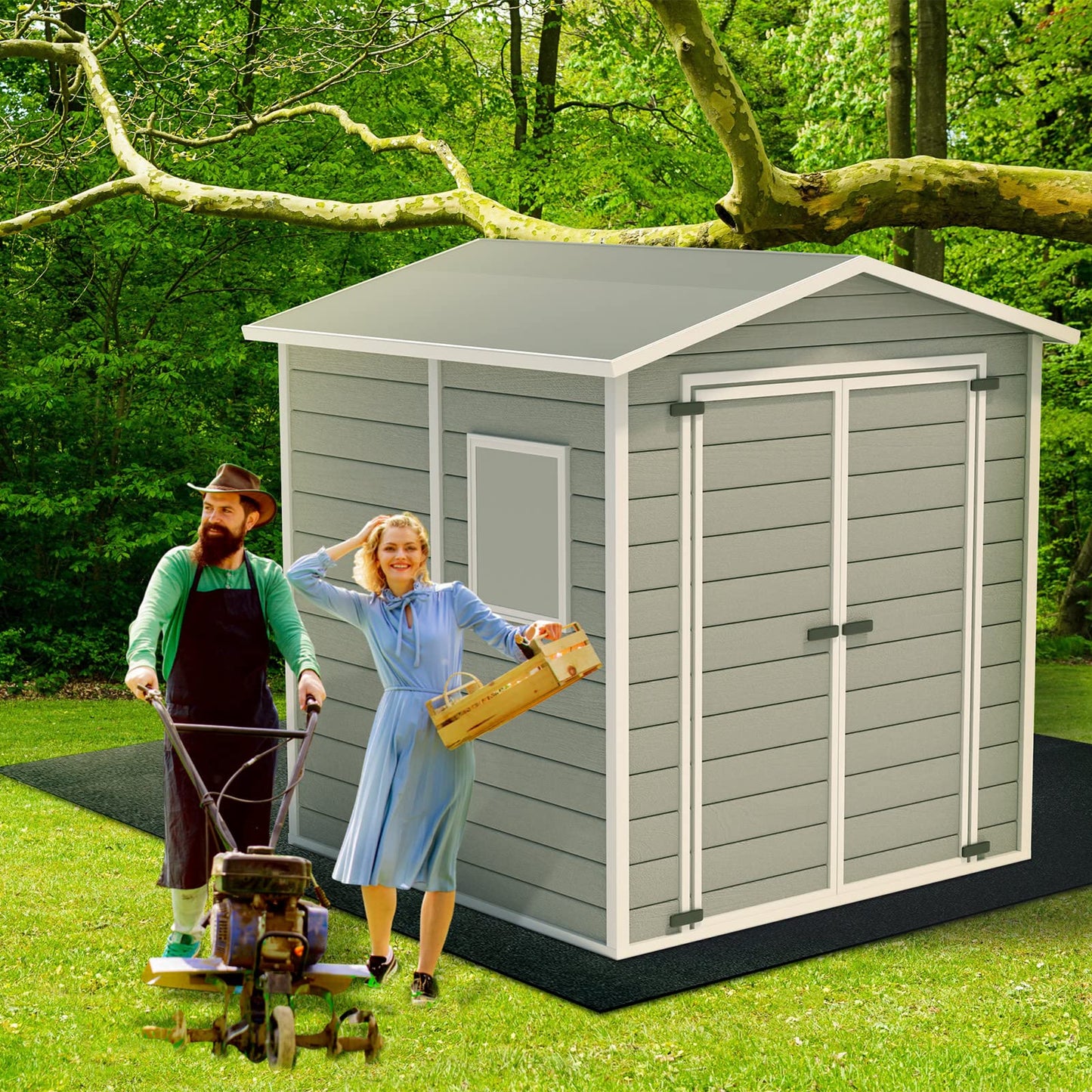 Haull Shed Floor Mat 8.2 x 10.2 ft Outdoor Waterproof Nonslip Durable Storage Sheds Protector Rug for Carport Patio Garage Garden Spring Summer Outdoor, Storage Shed Not Included