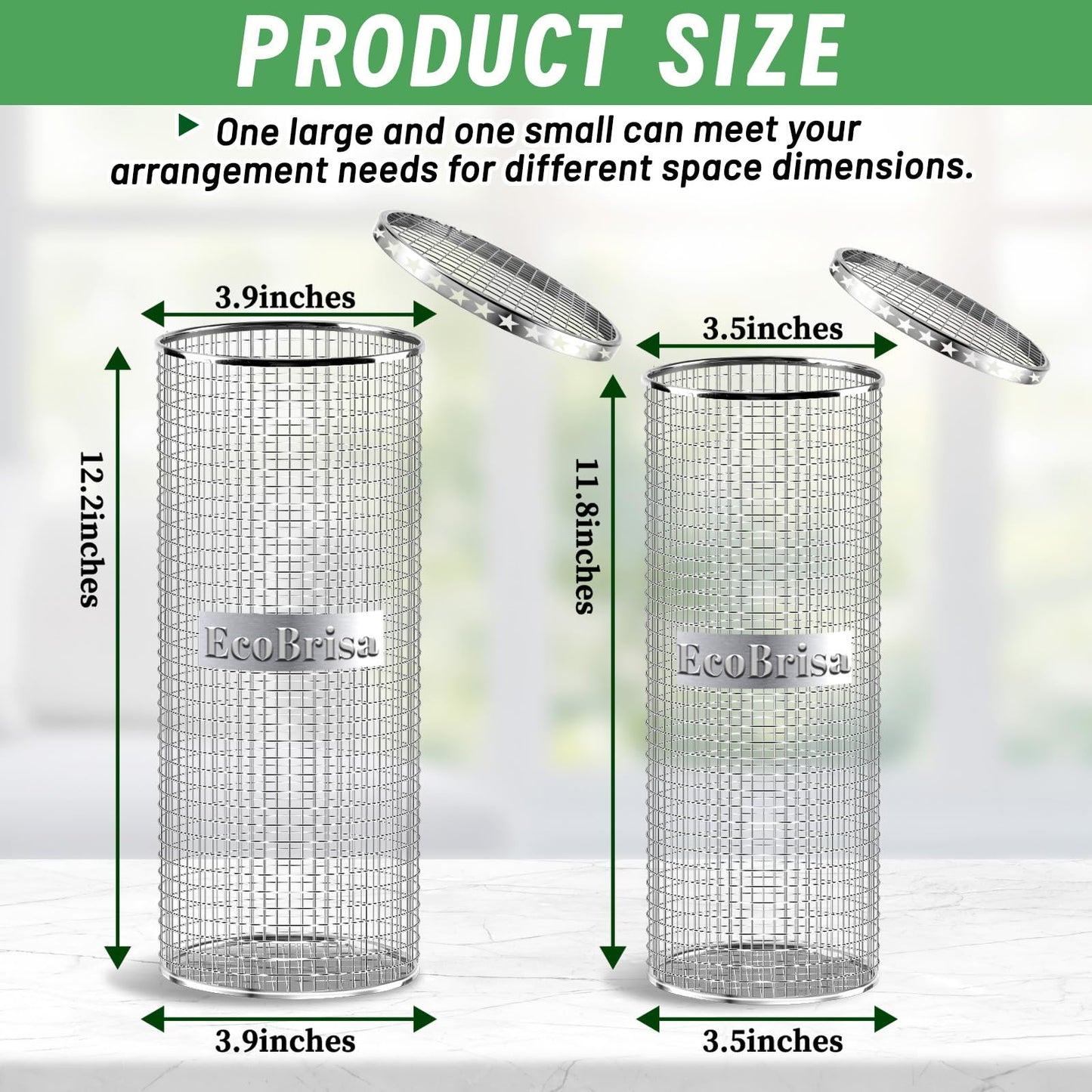 EcoBrisa 2pack Underground Worm Composting Bin, Metal Compost Bin for Recycling Kitchen Food Waste, Outdoor Worm Compost Bin with Holes and Lid Use in Outdoor Garden Vegetable Patch Backyard