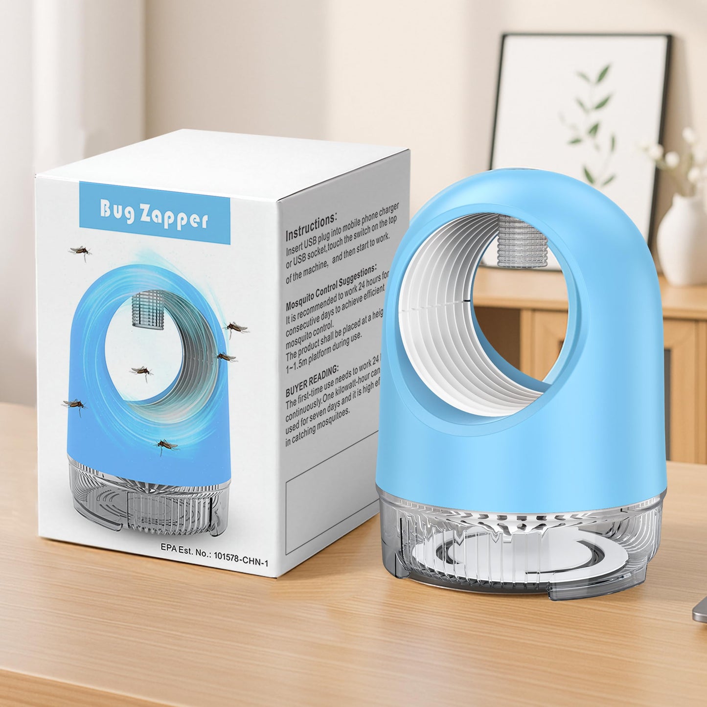 Fruit Fly Traps for Indoors, Electric Fan Powered Bug Catcher, Reusable Gnat Killer for Home Kitchen with Sticky Cartridges for Mosquitoes & Moths