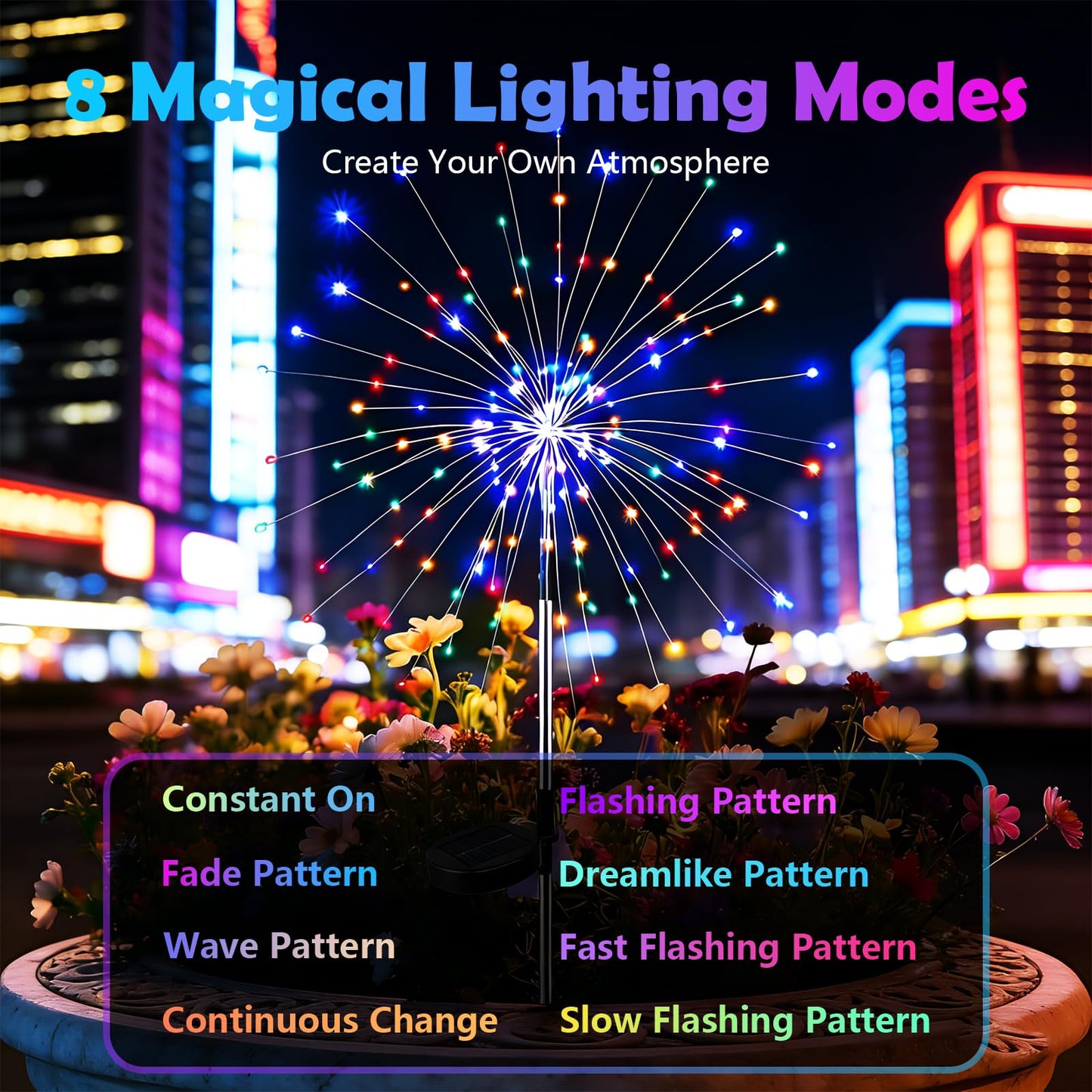colcutee 2 Pack Solar Firework Lights Outdoor, Adjustable 32" to 51" Extra Tall, 200 LED Stainless Steel 3-Section Pole, 8 Modes Waterproof Starburst Garden Lights for Yard Pathway Walkway Decor