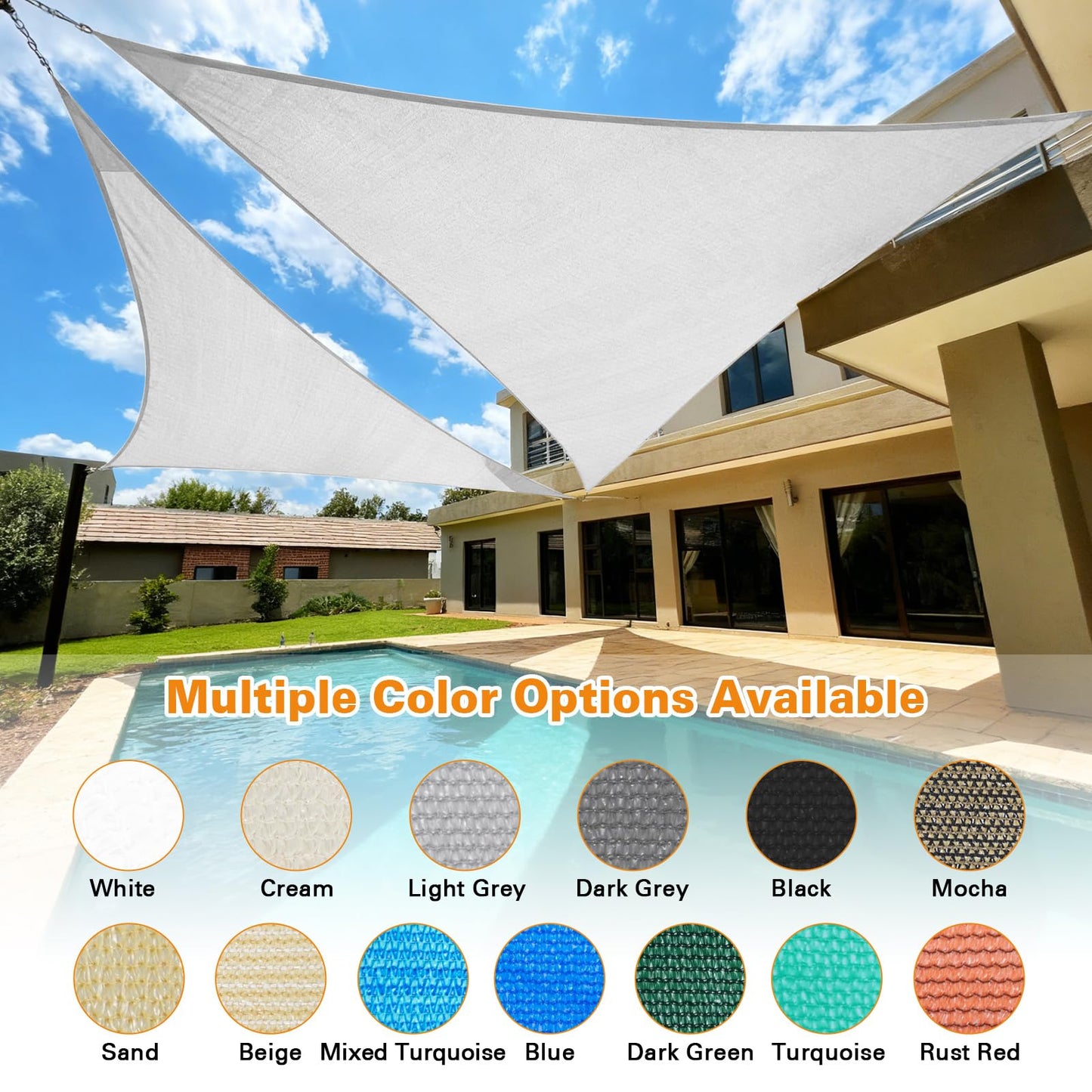 Artpuch 12'X12'X17' Curved Triangle Sun Shade Sail UV Block Mesh 185 GSM Commercial Sliver Grey Outdoor Shade Cover for Backyard, Pergola (Customizable Sizes)