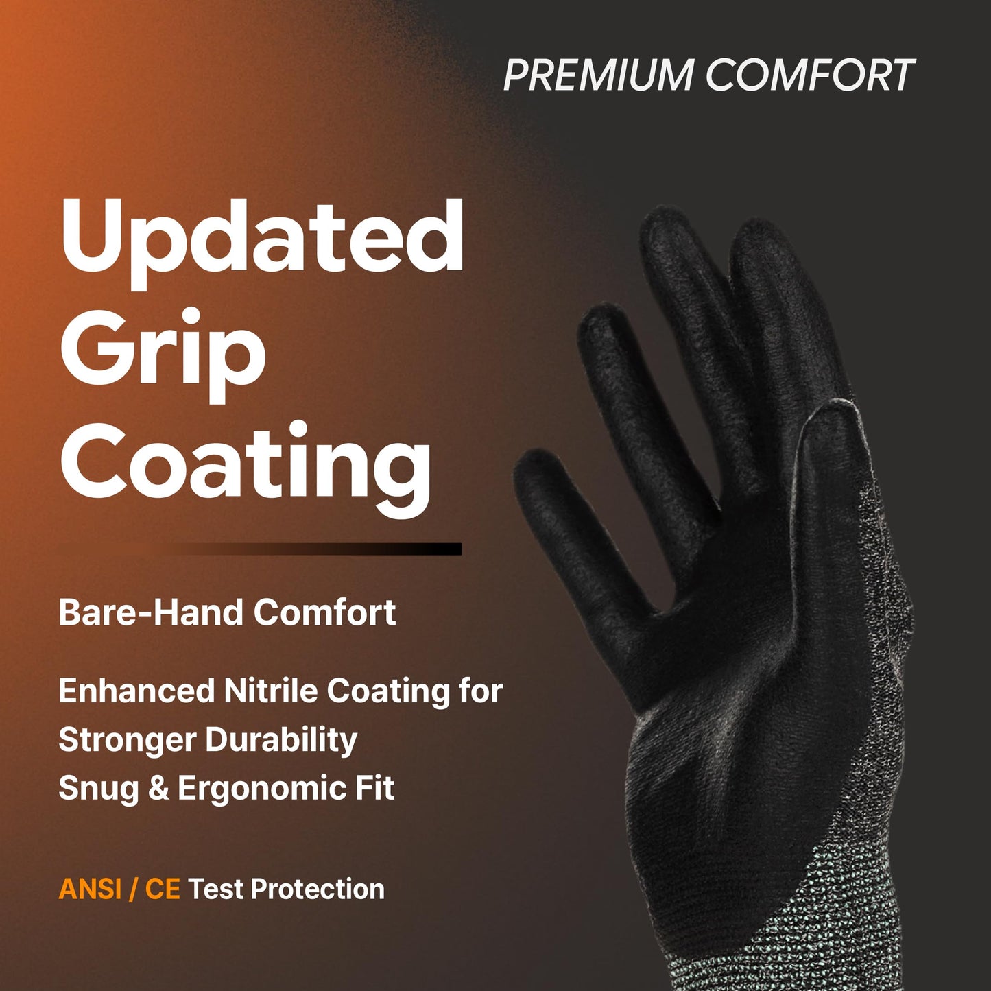 DEX FIT Nitrile Coated Work Gloves FN330-3D-Comfort Stretchy Fit, Firm Grip, Thin & Lightweight, Touchscreen Fingers, Protective & Durable, Breathable, Machine Washable; Black XS (6) 3 Pairs