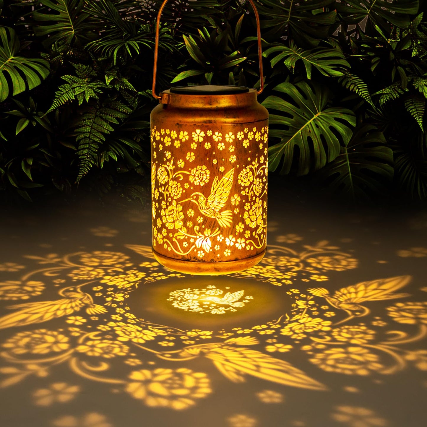 YISITEONE Hummingbird Outdoor Solar Lanterns, Garden Waterproof Metal Hanging Decor Lights for Patio Yard Pathway Lawn Front Porch, Birthday Gardening Gifts for Women Mom Grandma
