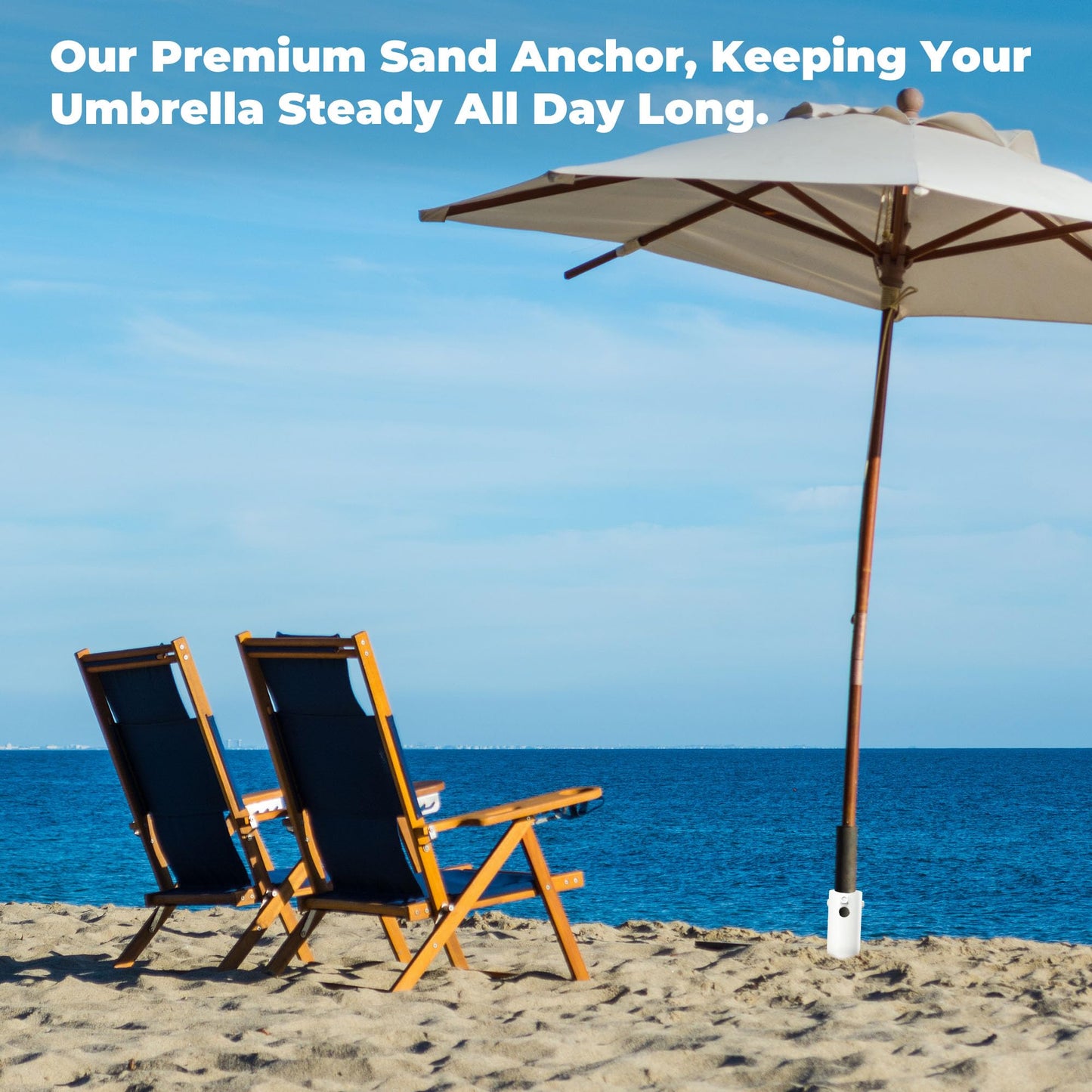 Lcokeiy Beach Umbrella Sand Anchor - Heavy Duty Outdoor Umbrella Holder No Dig Ground Umbrella Base - Sturdy and Reliable 2.3“ Inner Diameter, White(1 Pack)