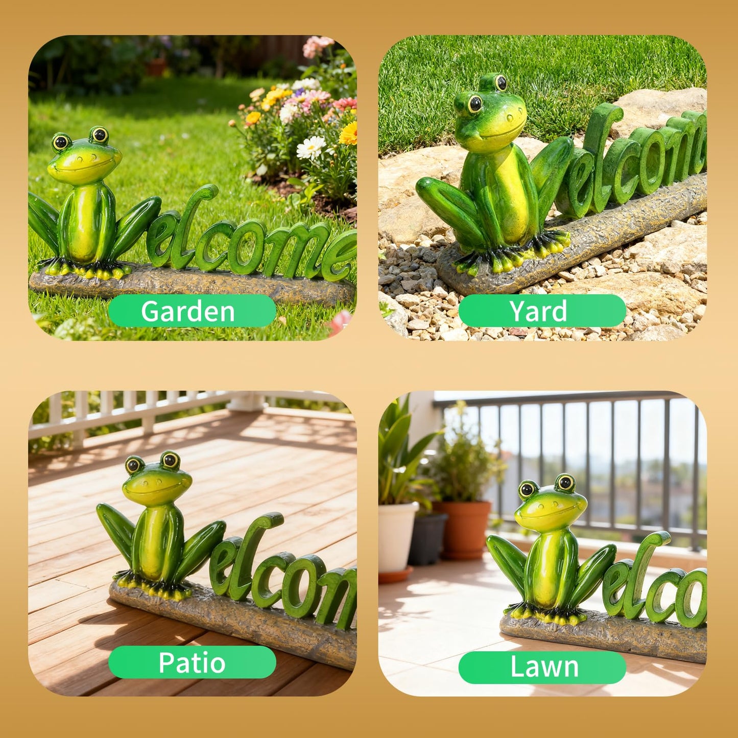 feliend Frog Welcome Statue Outdoor,Resin Creative Decoration,Garden Entryway Decor,Cute Personalized Home Front Porch