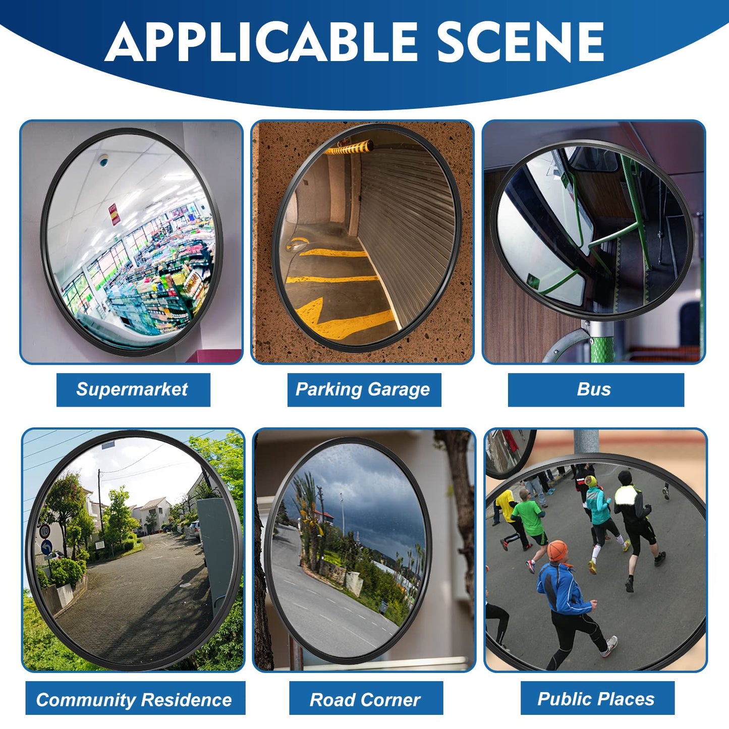 Maitys 2 Pcs Convex Mirror Acrylic Safety Security Traffic Corner Mirrors Adjustable Wide Angle View with Fixing Bracket for Indoor Outdoor Garage School Classroom Warehouse(8 Inch)