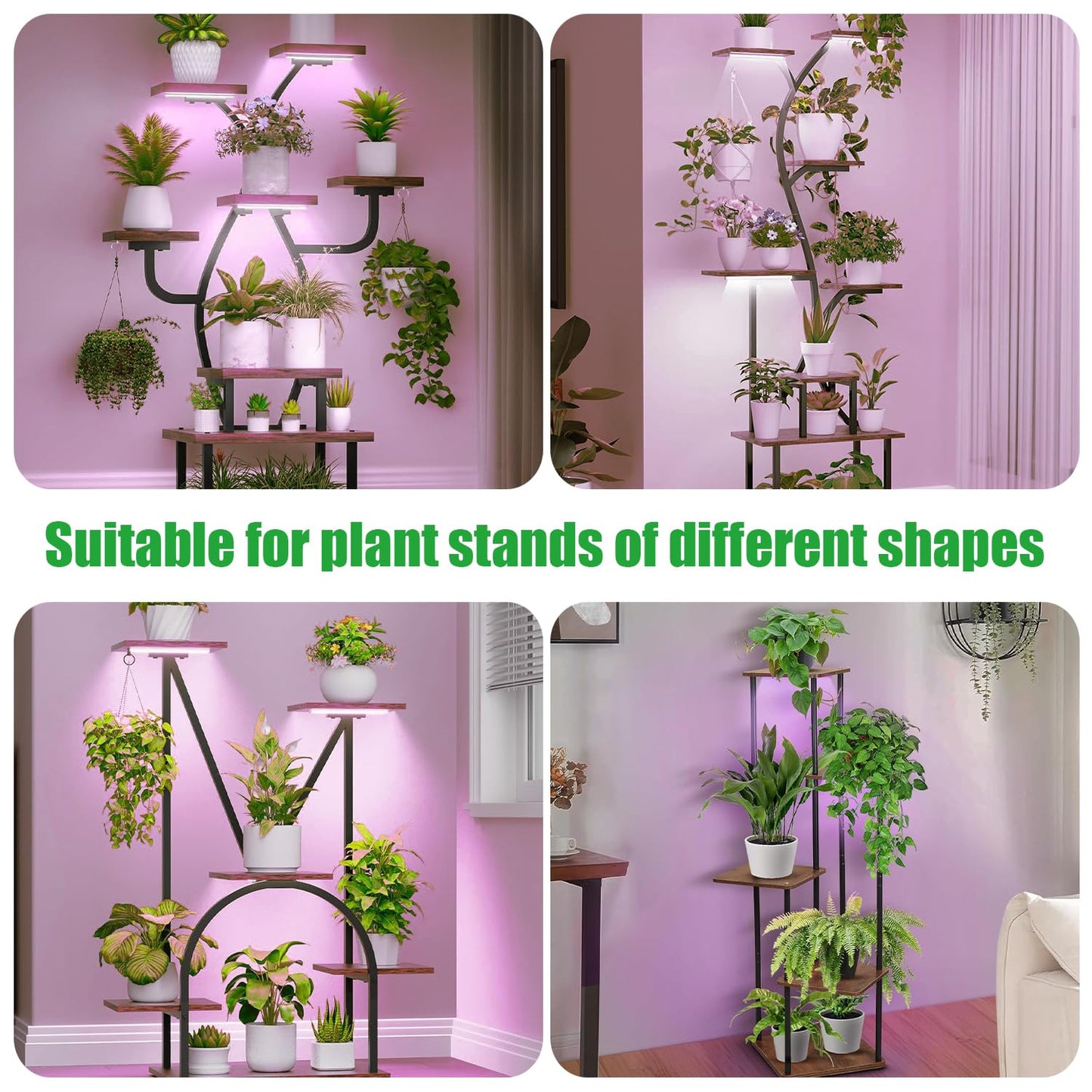 7.8'' 3 Head LED Grow Light Strips, Grow Lamps for Indoor Plants Full Spectrum, Plant Light with 4/8/12H Timer, 10 Dimmable Levels for Seedling Succulent,Best Match for Plant Shelf