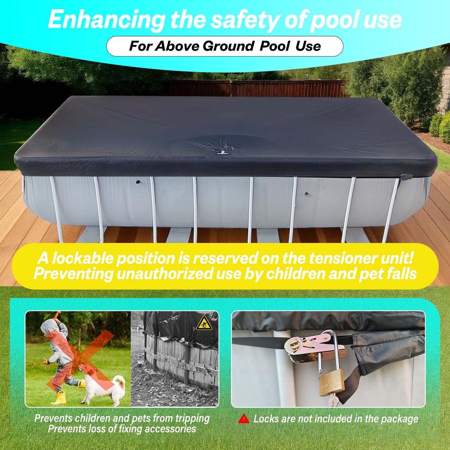 SIHAIAN 10x16Ft Oval Pool Cover with Side Storage for Oval and Rectangular Above Ground Pool, One-Piece Pool Cover, Preventing Waterlogging, UV and Weather Resistant WP:10000kPa+
