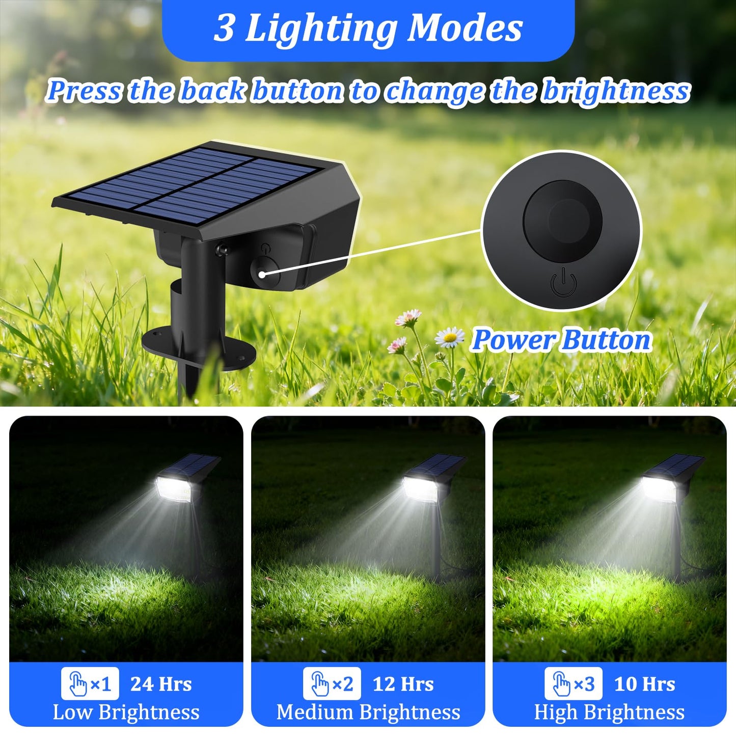 Sucolite 6-Pack Solar Spot Lights Outdoor Waterproof IP65, 3 Lighting Modes 2-in-1 Solar Landscape Spotlights for Yard, 59 LED Solar Powered Wall Lights for Garden Pathway Driveway Walkway, Cool White