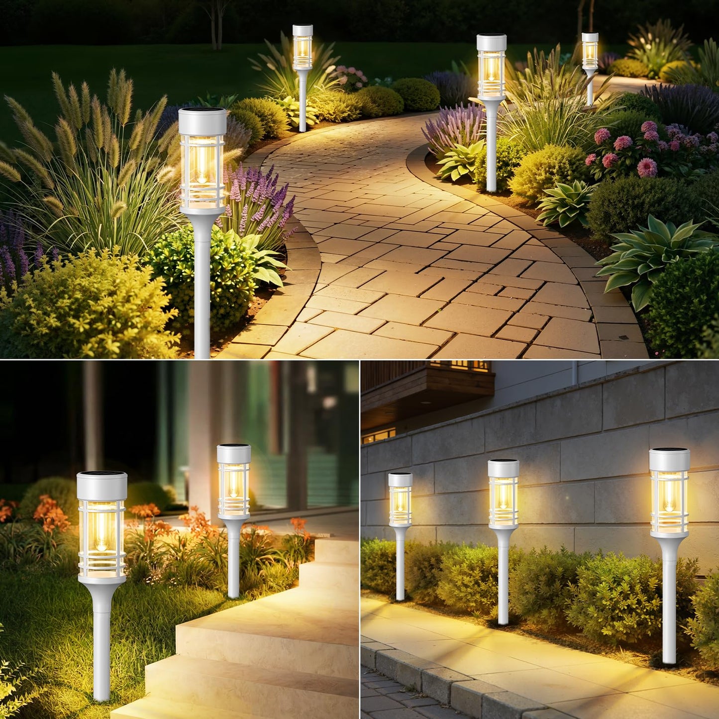LETMY 12 Pack Solar Pathway Lights Outdoor, Bright Solar Lights Outdoor Waterproof IP65, Solar Garden Lights Outdoor for Yard Walkway Driveway Landscape Garden Decor (White)