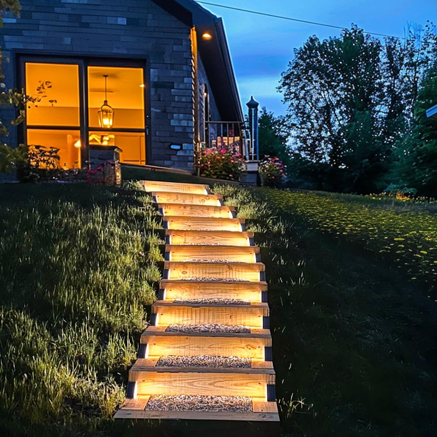 JOFIOS Solar Step Lights for Outside, 12pack Solar Stair Lights Outdoor Waterproof IP67, Deck Step Lights, Outdoor Light Decor for Staircase, Patio, Front Step, Pathway, Front Porch(Warm Brown)