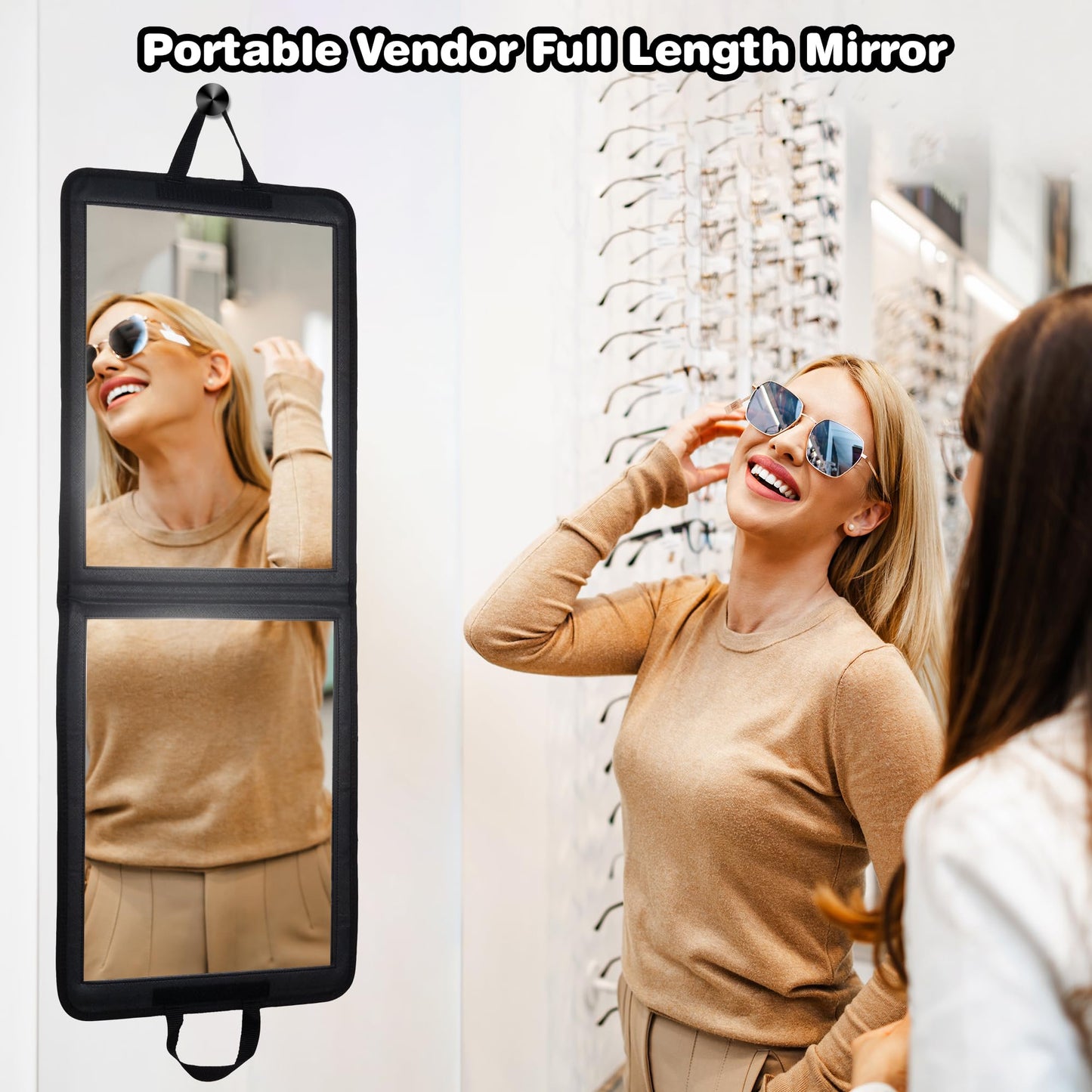LPHUMEX Foldable Full Length Dance Mirror â 33â Portable Shatterproof Hanging Mirror, Folding Full Length Travel Mirror for Dancing, Camping, RV