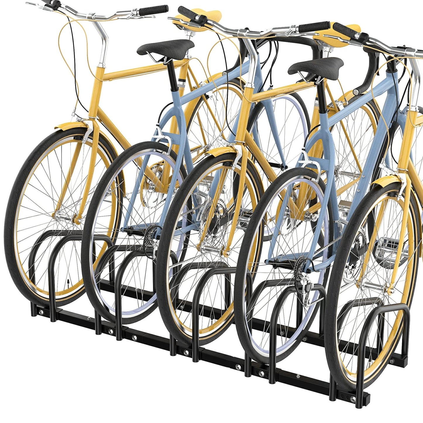 WALMANN 5 Bikes Floor Bike Stand, Bike Parking Rack Garage Bike Storage Stand Indoor/Outdoor 22-28" Wheel Stand, Max. Tire Width 2.1"