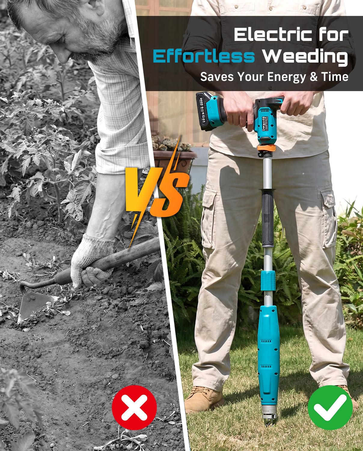 SEESII Stand-Up Weed Puller Tool with 40"-47" Adjustable Handle, High-Power 3-Claw Stainless Steel Spiral, 4S Deep Root Removal, One-Button Eject, Dandelion Remover & Crabgrass Puller for Garden