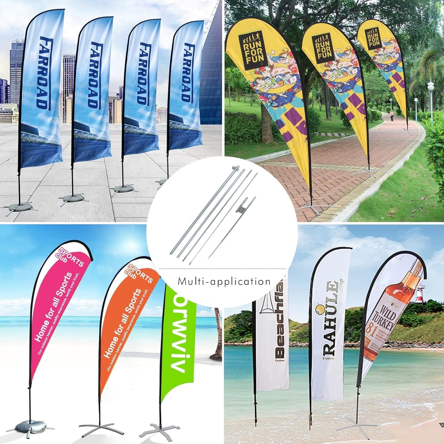 FSFLAG Feather Flag Pole Kit for Swooper Flag 8FT, Swooper Flag Pole Kit with Ground Spike for Feather Flags