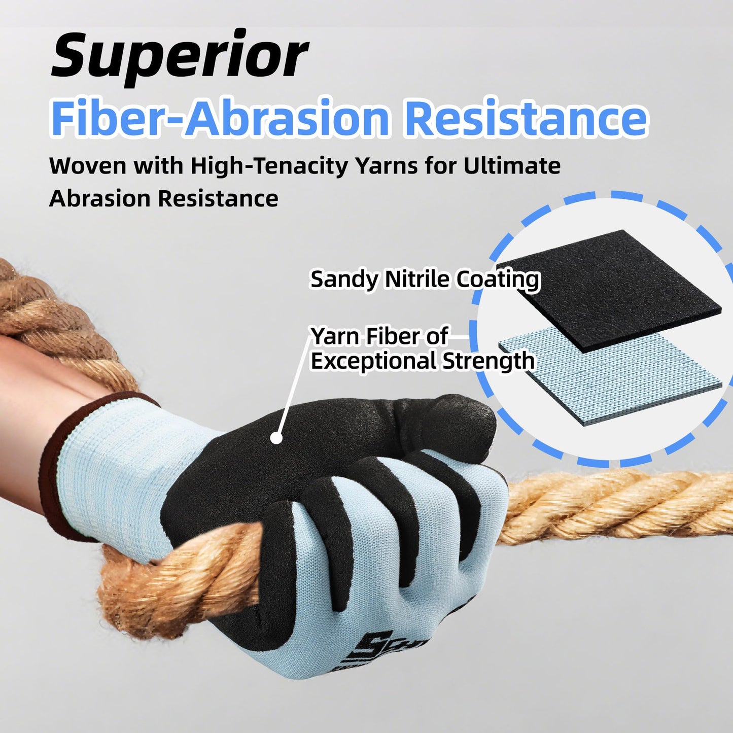 Schwer 6 Pairs Safety Work Gloves with Sandy Nitrile Coating, Extreme Fiber-Abrasion Resistance(Level 6-Certified) Heavy Duty Working Glove with Grip for Men Women, A2 Cut Glove, for Construction, M
