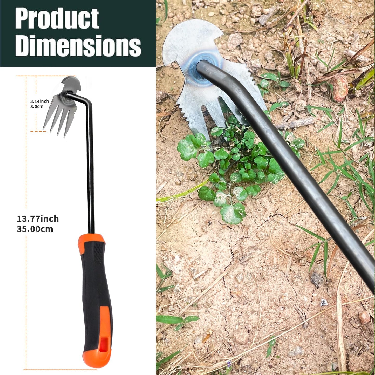 Weed Puller Tool, Upgrade Durable Garden Weeder Tools, Dual Purpose Manual Weed Removal Tool with Manganese Steel Teeth, Portable Uprooting Weeding Tool for Vegetable Gardens Backyards