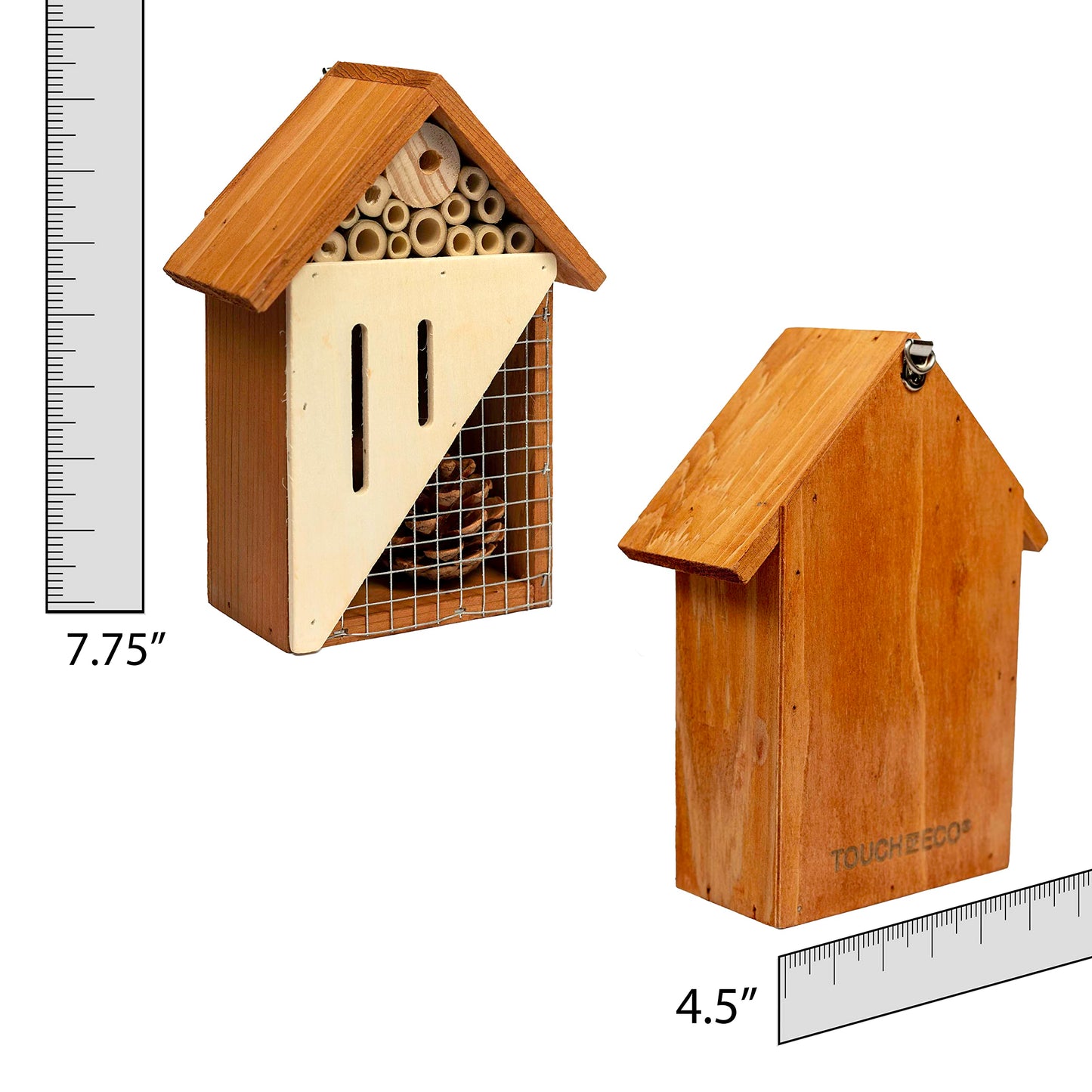 Bug Bungalow Bee, Bird, Ladybugs & Butterfly - Hanging Wooden Bird House,Outdoor Birdhouse for Hummingbirds, Bluebirds and Finch Cardinals, Songbirds, Birdhouse Nesting House for Wild Bird Watching