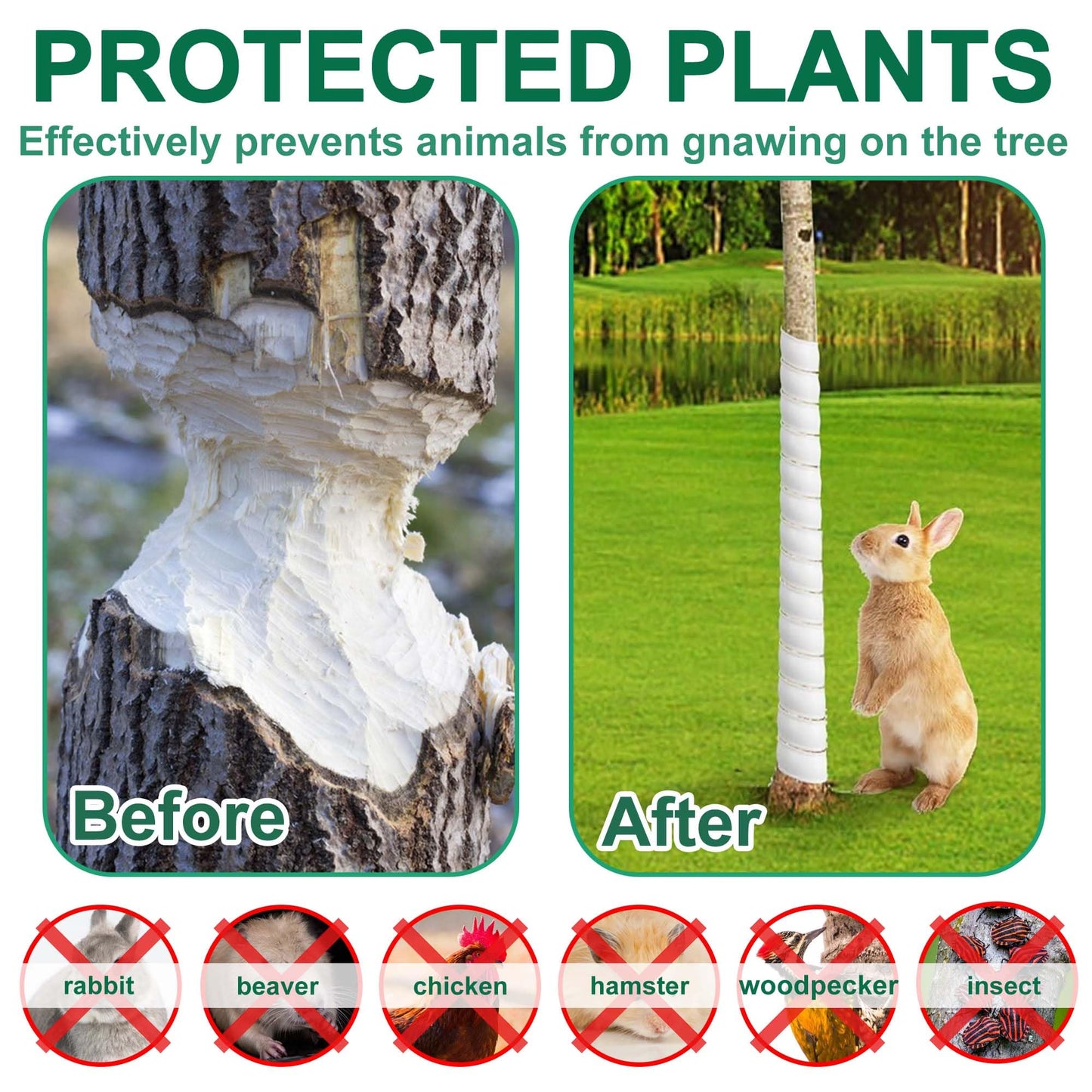 Watayo 6 Pcs Tree Trunk Protector- 2 Size Tree Wraps to Protect Bark- Plastic Spiral Tree Guard- Tree Bark Protector Tube Wraps to Protect Saplings Plants from Deer Rabbit Cats Rodents Mowers