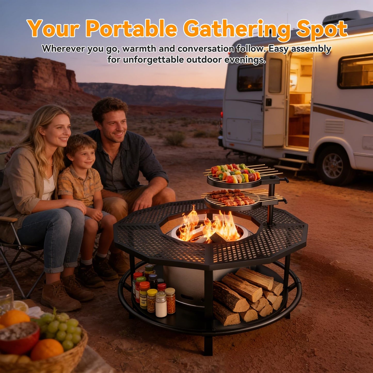 Fire Pit Surround Tabletop - 360° Fire Pit Guard for Solo Stove Bonfire & Ranger, Portable Protective Barrier for Wood Burning Fire Pits Up to â21", UV-Resistant Outdoor Fabric (Firepit Not Included)