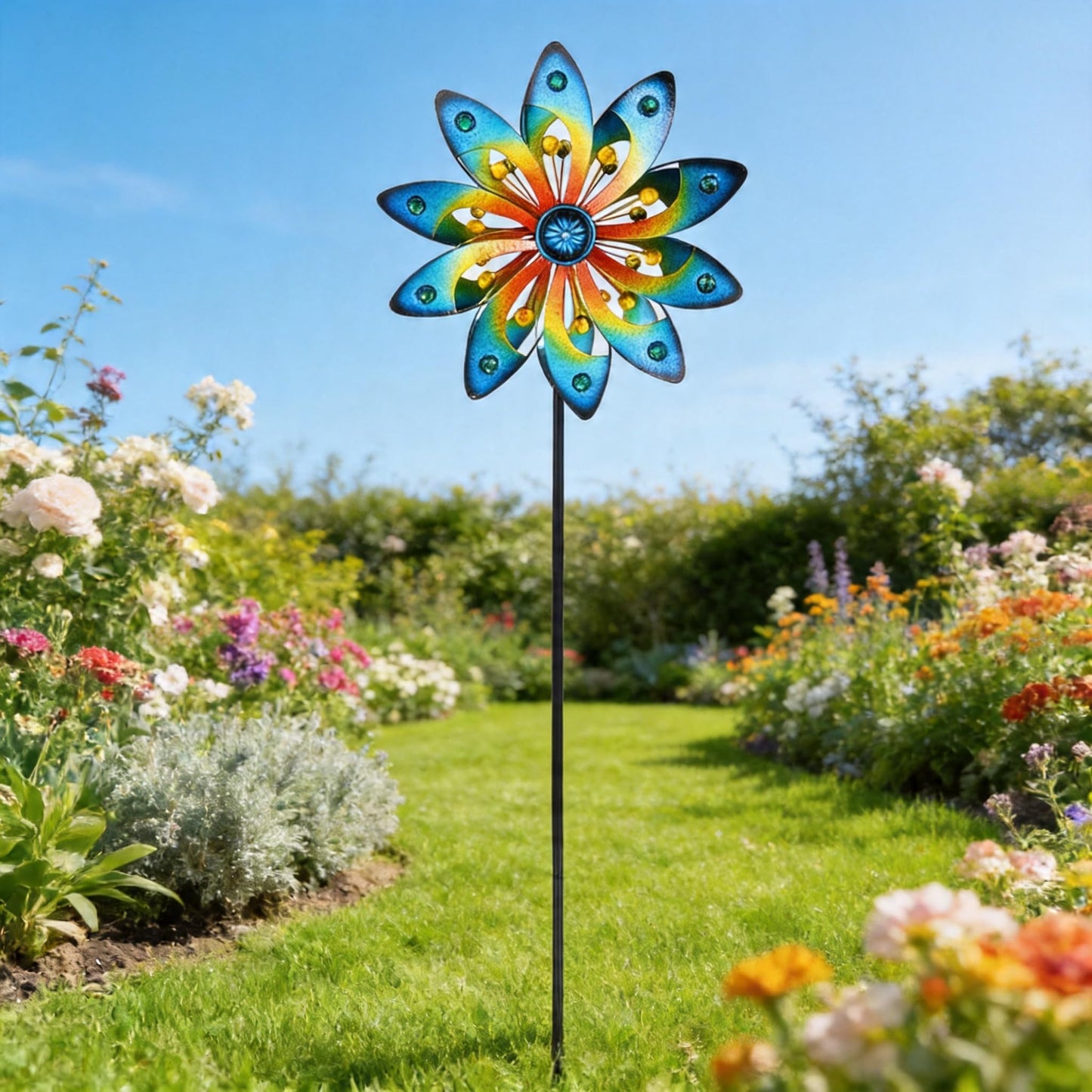Metal Wind Spinner for Yard Decor Garden Windmill Outdoor Kinetic Wind Sculpture Dual Direction for Backyard Patio Lawn Homewarming Gift