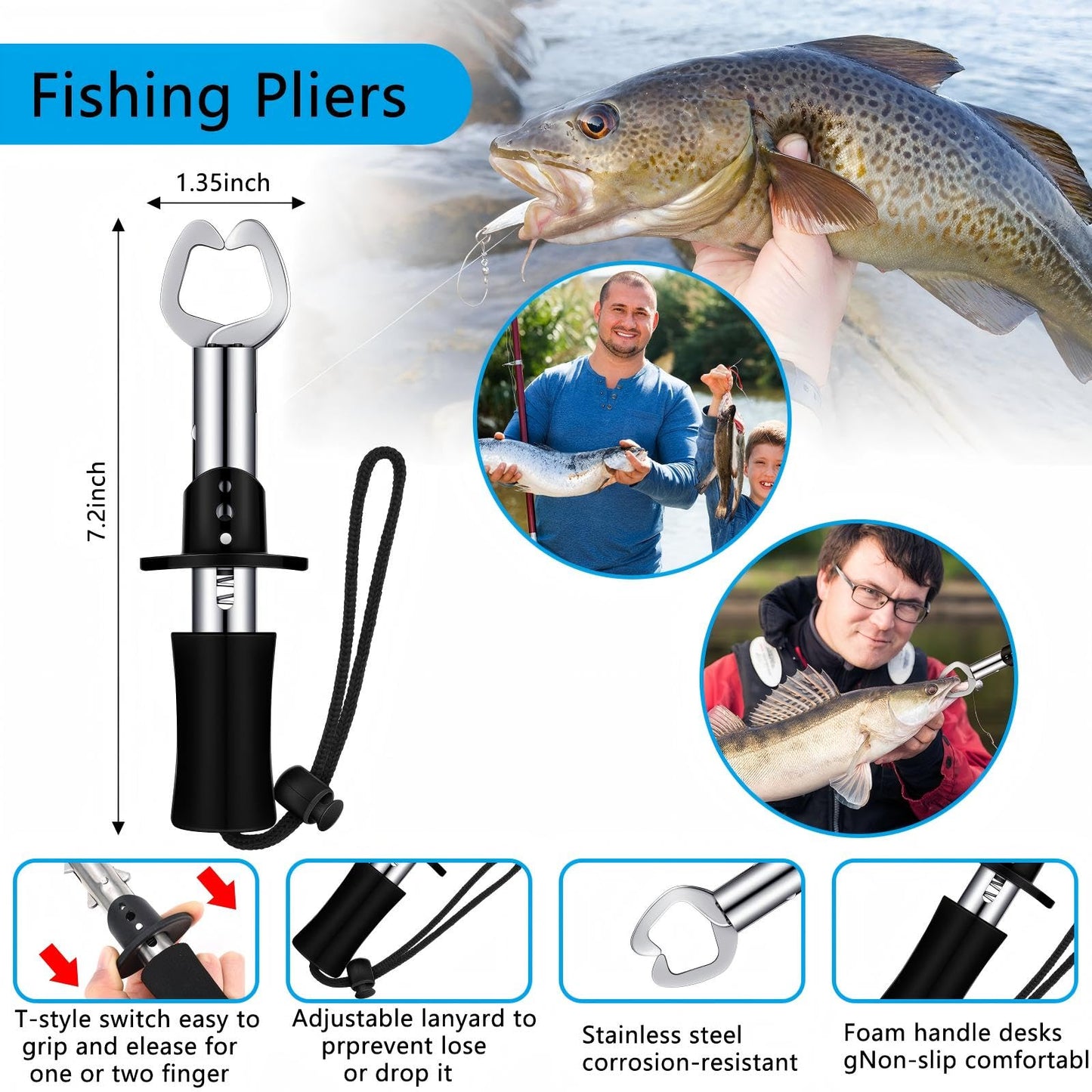 Sosation 134 Pcs Fishing Tool Fishing Tackle Box Kit and Equipment for Adults Beginner Gift, Hook Remover, Pliers Kit, Backpack Tackle Container Lures, Lip Gripper, Weigh Scale(Digital Pattern)