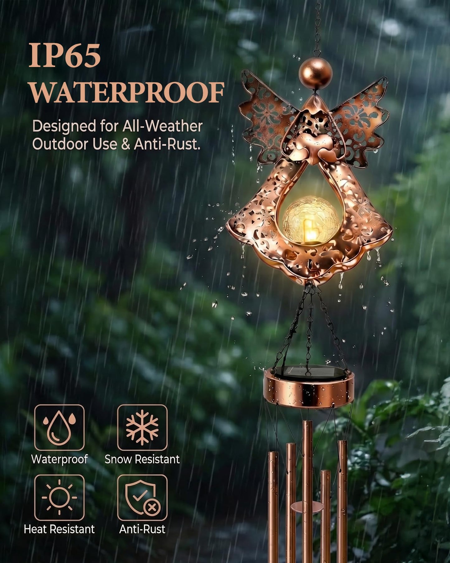 Supdeco Solar Angel Wind Chimes for Outside: Melodious Mother's Day Birthday Gifts for Mom Women Grandma Her Wife - Weatherproof Metal Outdoor Decor Easy Hanging for Garden Patio Tree Window Memorial