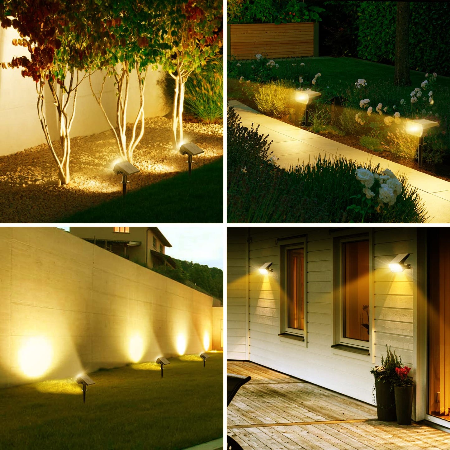 Fratink Solar Spot Lights Outdoor 8 Pack, IP65 Waterproof Solar Landscape Spotlights with 65 LEDs, 3 Lighting Modes Solar Garden Lights for Yard Pathway House Driveway (Warm White)