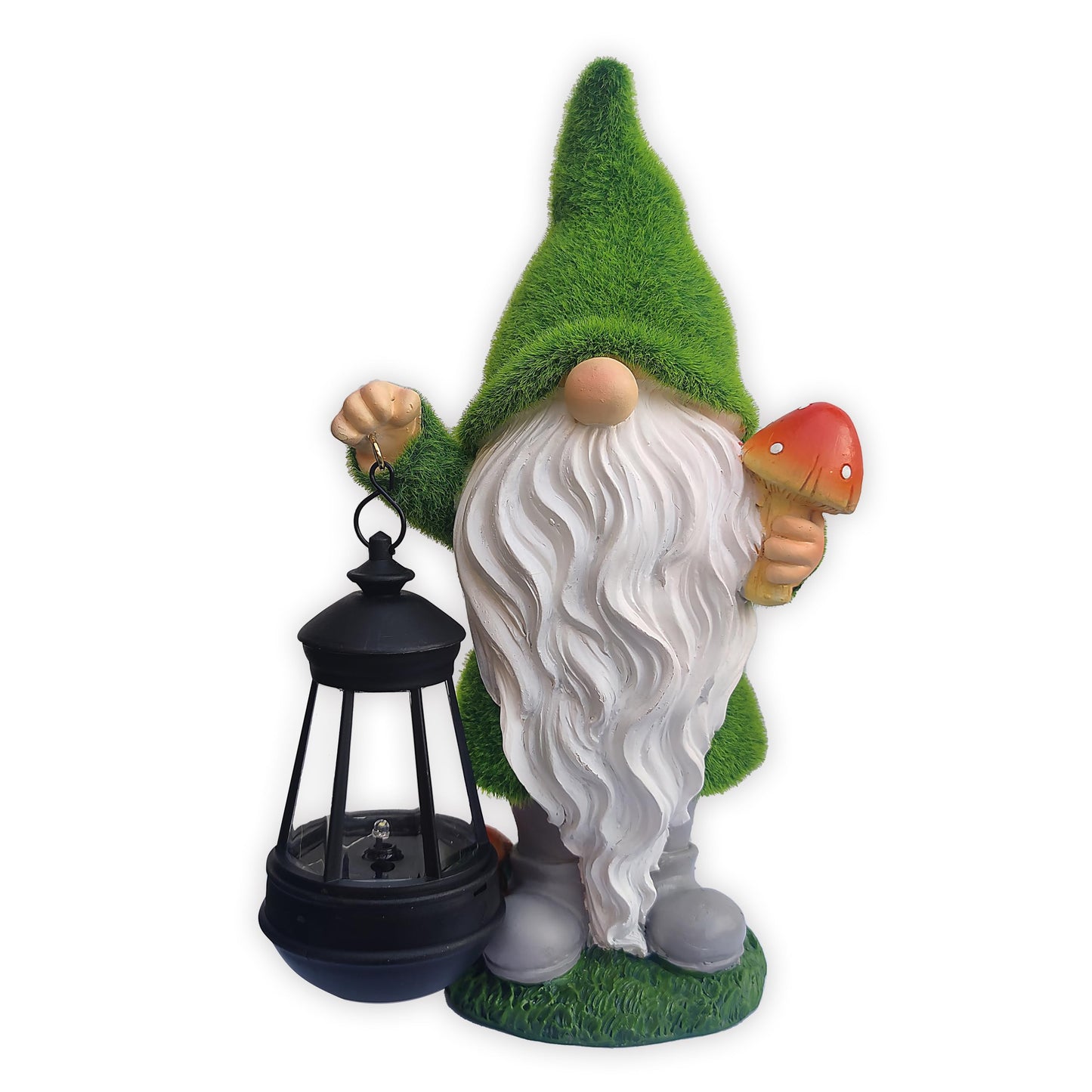 VIOYOUNS Solar Gnomes Garden Statues,Resin Gnome Figurine Holding Mushroom and Solar Lights Lantern,Outdoor Yard Art Decorations for Garden Patio Lawn