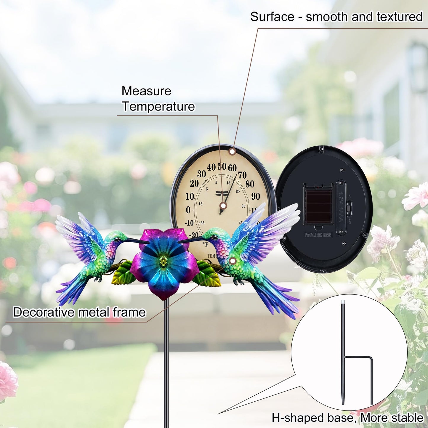 Outdoor Thermometer Thermometer for House Indoor Outdoor Thermometer Outdoor Thermometers for Patio Room Thermometer Hummingbird