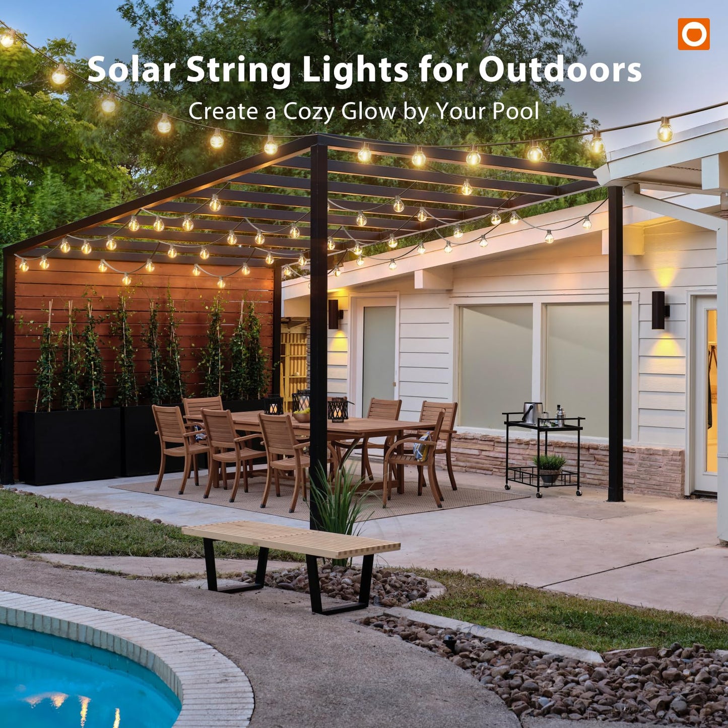addlon 25FT Solar Powered Outdoor String Lights Waterproof with Remote, G40 Solar Powered String Lights with 13 LED Shatterproof Bulbs, 3 Light Modes, Dimmable Solar Lights for Outside Bistro Cafe