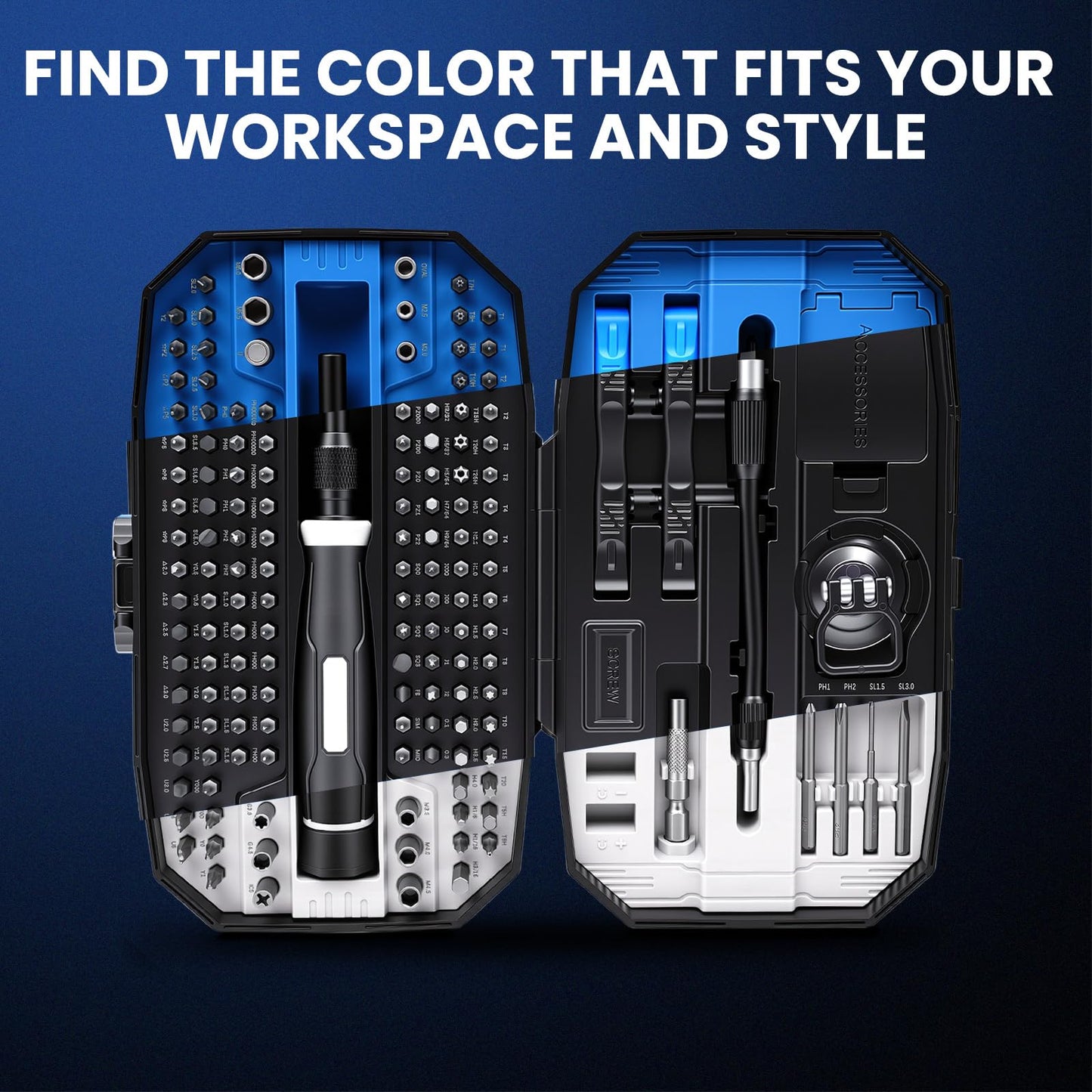 152Pcs Precision Screwdriver Set with 140 CR-V Bits,Magnetic Screwdriver Set with Storage Case&Accessories,Multi-Bit Electronics Repair Kit for iPhone,MacBook,Laptop,PC,Game Console,Tablet,Drone,etc