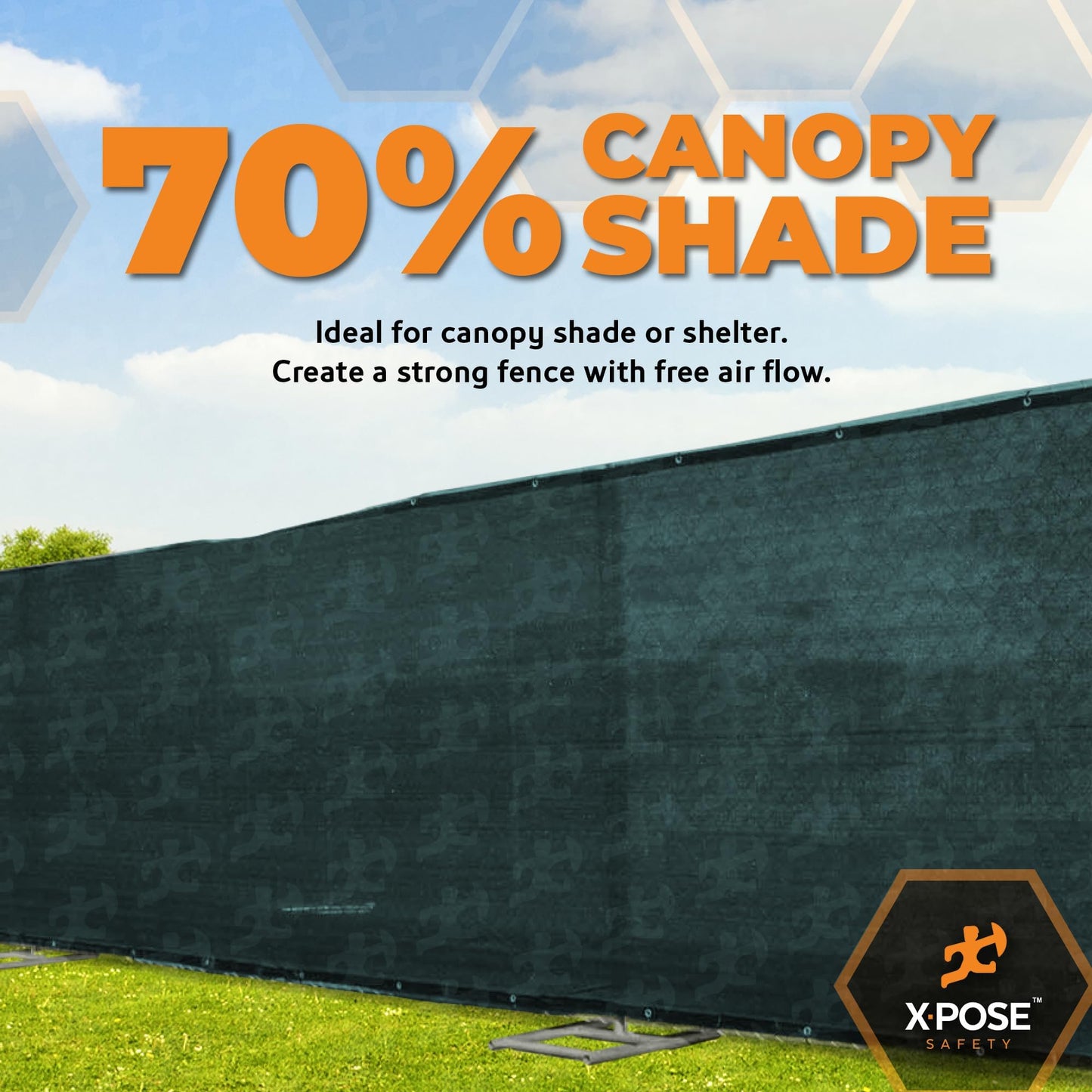 Xpose Safety Heavy Duty Green Mesh Tarp 12' x 12' (3-Pack) – 70% Sunblock Shade Cloth with Grommets for Garden, Fence, Privacy Screen, Canopies, Dump Trucks, Pool Cover – Tear & Weather Resistant