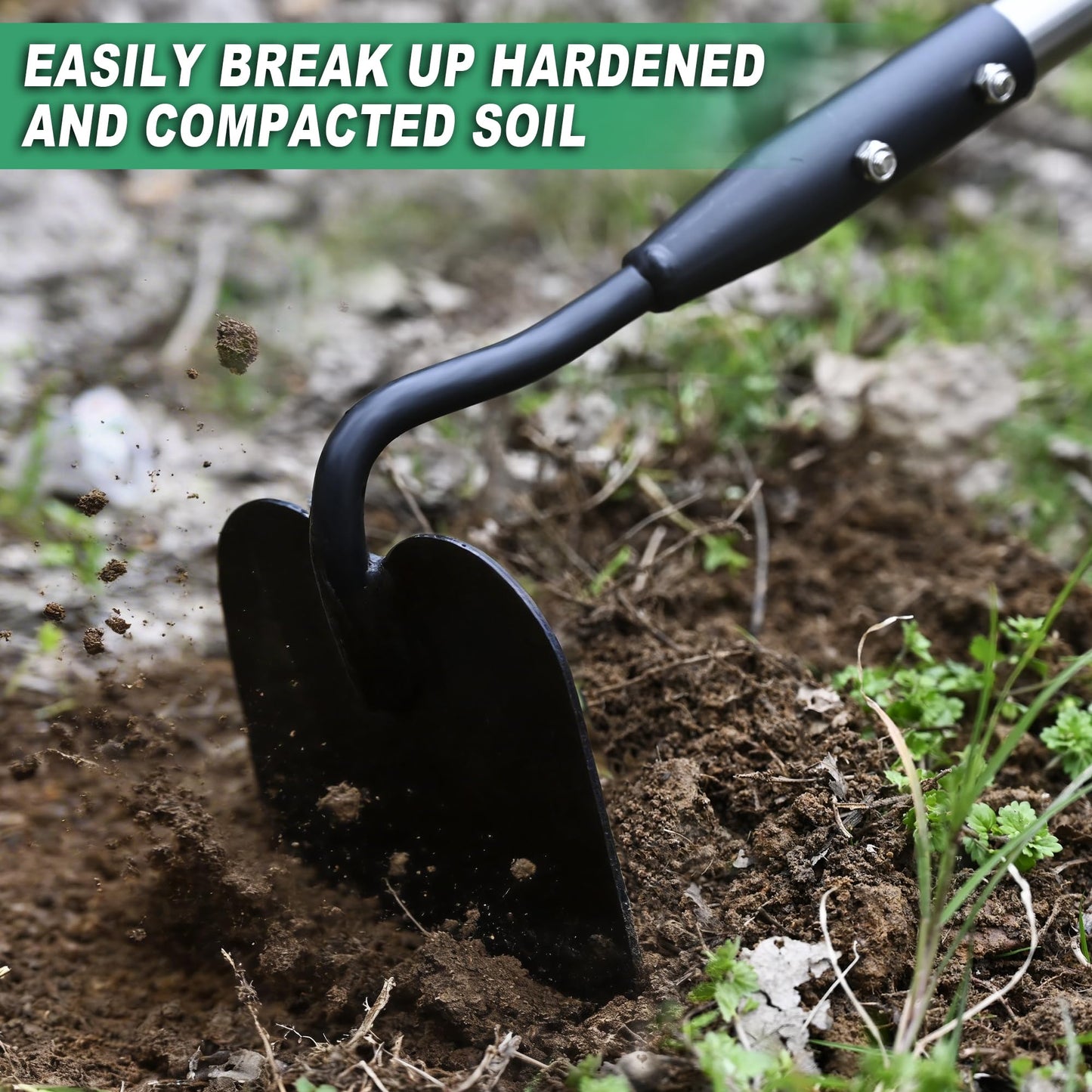 YEELOR Garden Hoe, Long Handle Hoe Garden Tool with Non-Slip Soft Grip, 56-Inch Stainless Steel Handle, Heavy Duty Hoe with Durable Blade, for Digging Loosening Weeding Planting