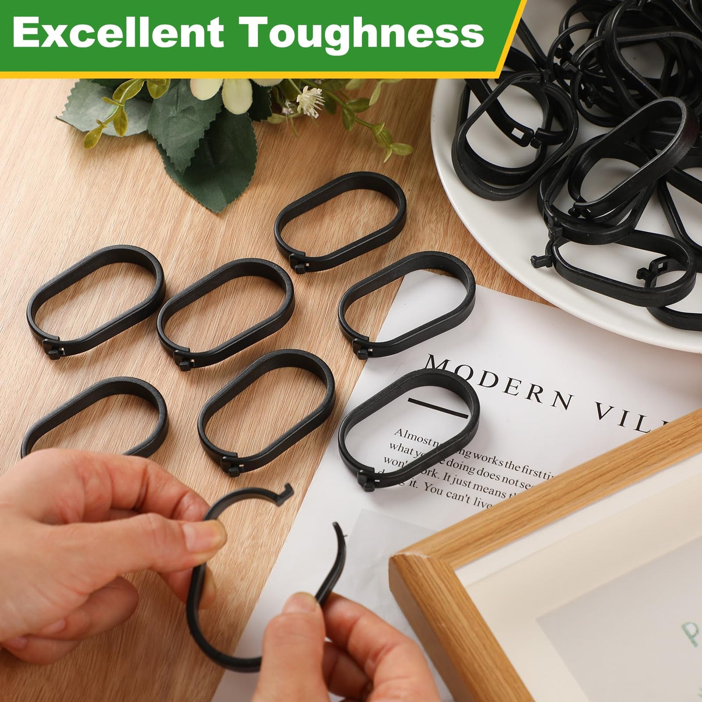Kathfly 50pcs Gazebo Curtains Hooks Rustproof Plastic Shower Curtain Rings Hooks Outdoor Gazebo Replacement Parts Accessories for Outdoor Canopy Mosquito Nets Window Drapes Home Hotel Supplies