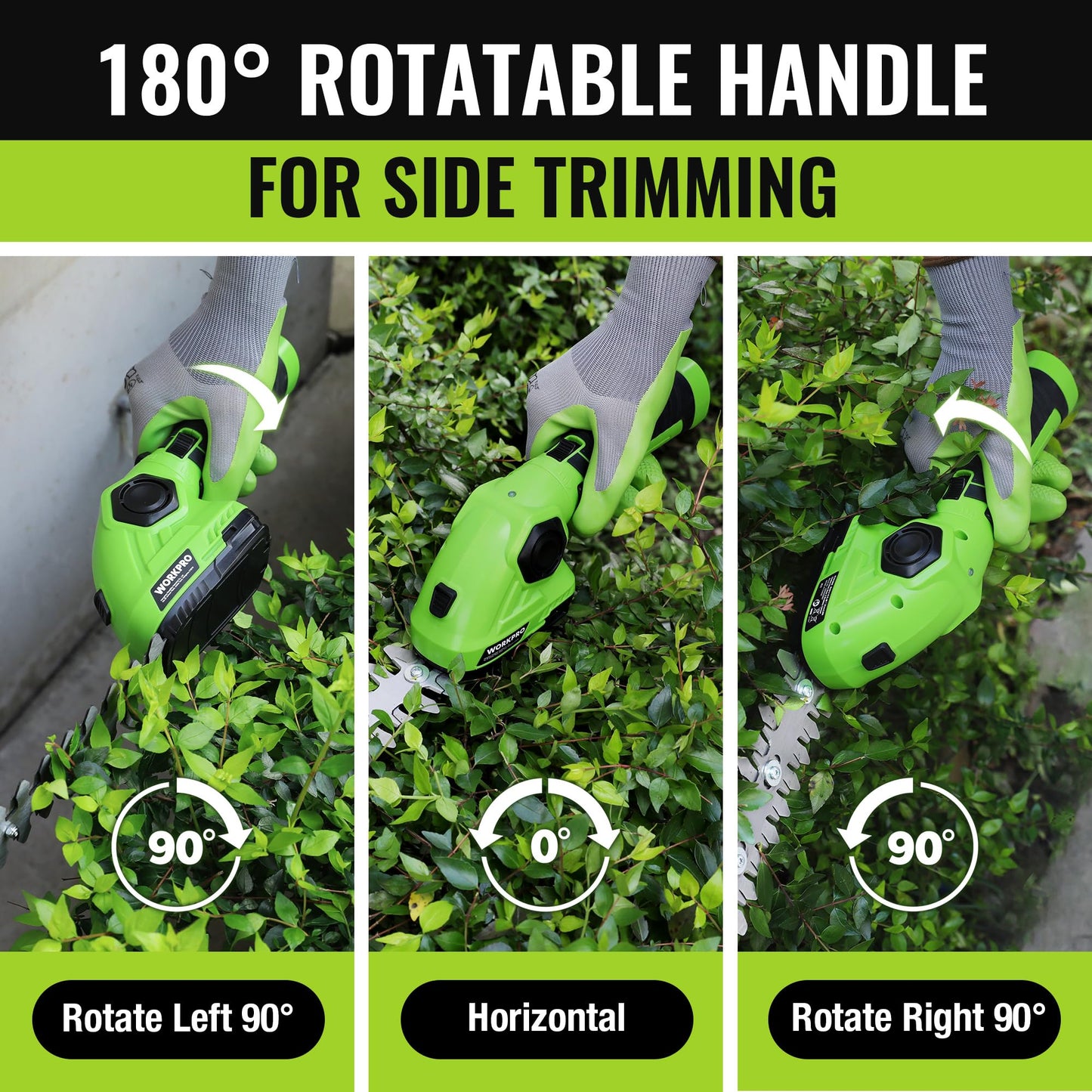 WORKPRO Cordless Grass Shear & Shrubbery Trimmer - 2 in 1 Handheld Hedge Trimmer 7.2V Electric Grass Cutter 2.0Ah Rechargeable Lithium-Ion Battery and USB Cable Included