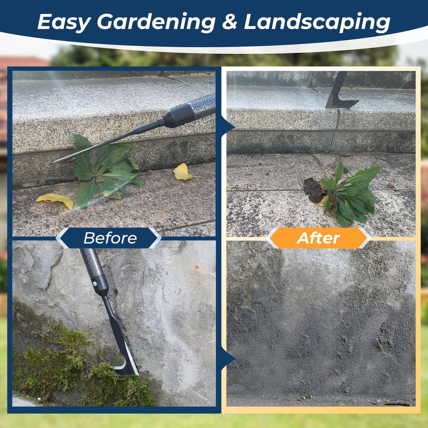 EUIJOIP Weed Remover Tool | Adjustable Metal Handle (14.5"-58.4") (Upgraded Rustproof) | Multi-Functional Garden Hook for Pavement Gaps, Moss, Bushes | Commercial-Grade Yard Maintenance Equipment