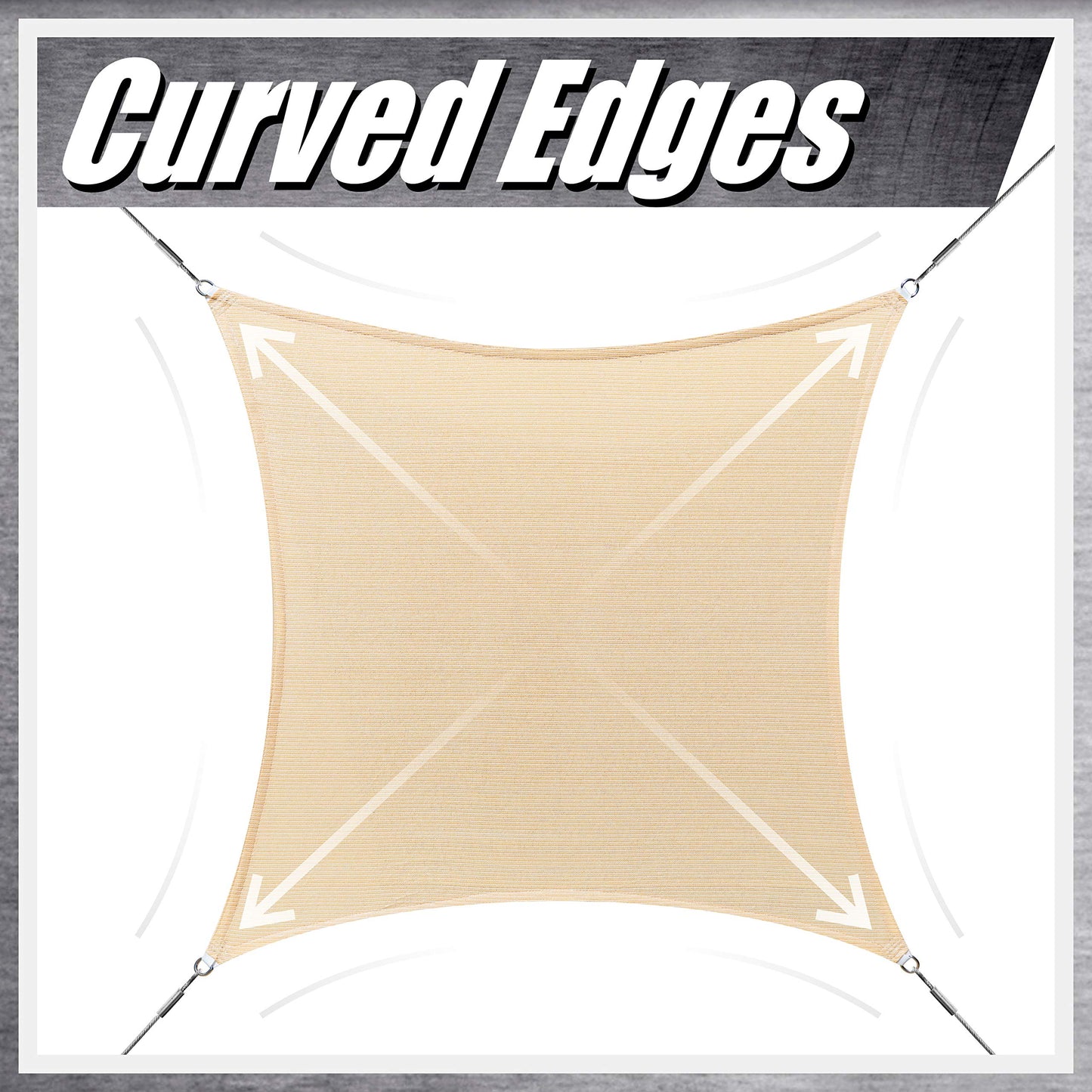 ColourTree 12' x 20' Beige Sun Shade Sail Rectangle CTSLR1220 - Canopy Mesh Fabric UV Block UPF50 - Commercial Heavy Duty - 190 GSM - 3 Years Warranty (We Make Custom Size)