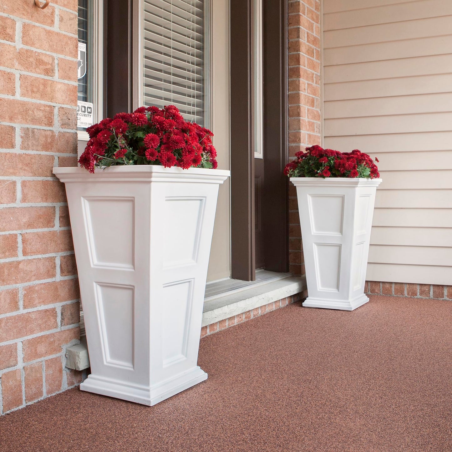 Mayne Fairfield 28-Inch Tall Planter, 2-Pack – Self-Watering, Weather-Resistant Planter for Flowers – Durable Outdoor Design for Patio, Porch, or Entryway