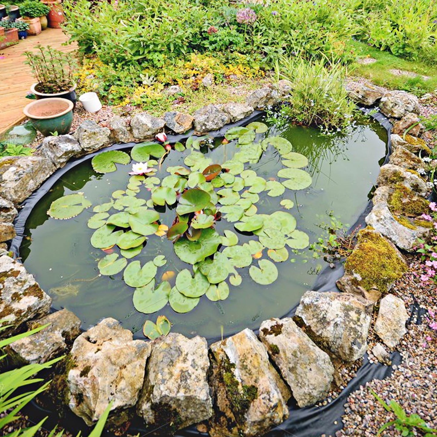 Adroiteet 10 x 10 FT Pond Liner, 20 Mil Fish Pond HDPE Liner, Pond Liners for Outdoor Ponds, Koi Ponds, Garden Fountain, Waterfall