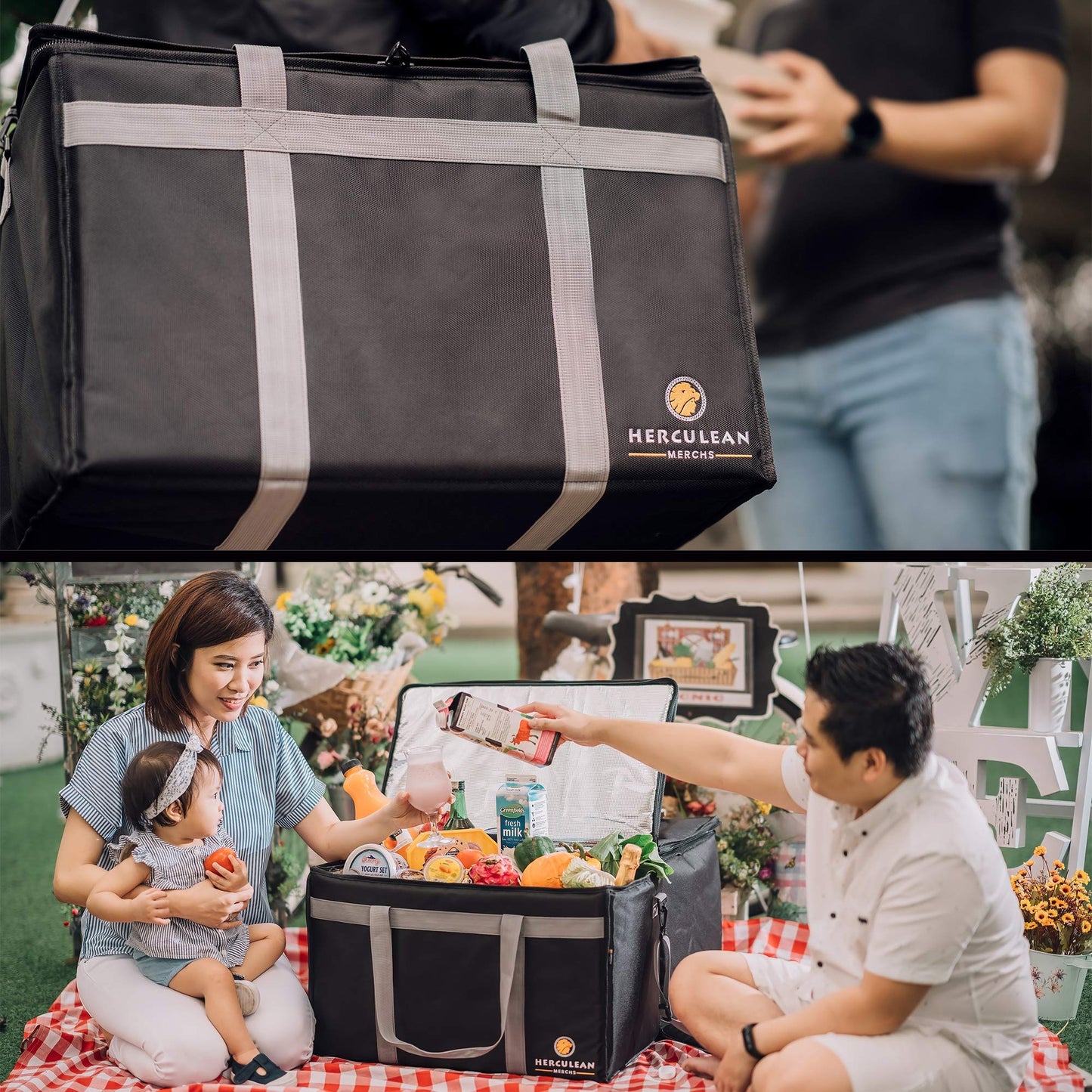 Herculean Premium Insulated Food Delivery Bag with YKK Zipper â Large Commercial Catering Bag for Food Transport â Hot and Cold Thermal Food Bag â Ultra Durable Hot Food Carriers for Takeaway Delivery