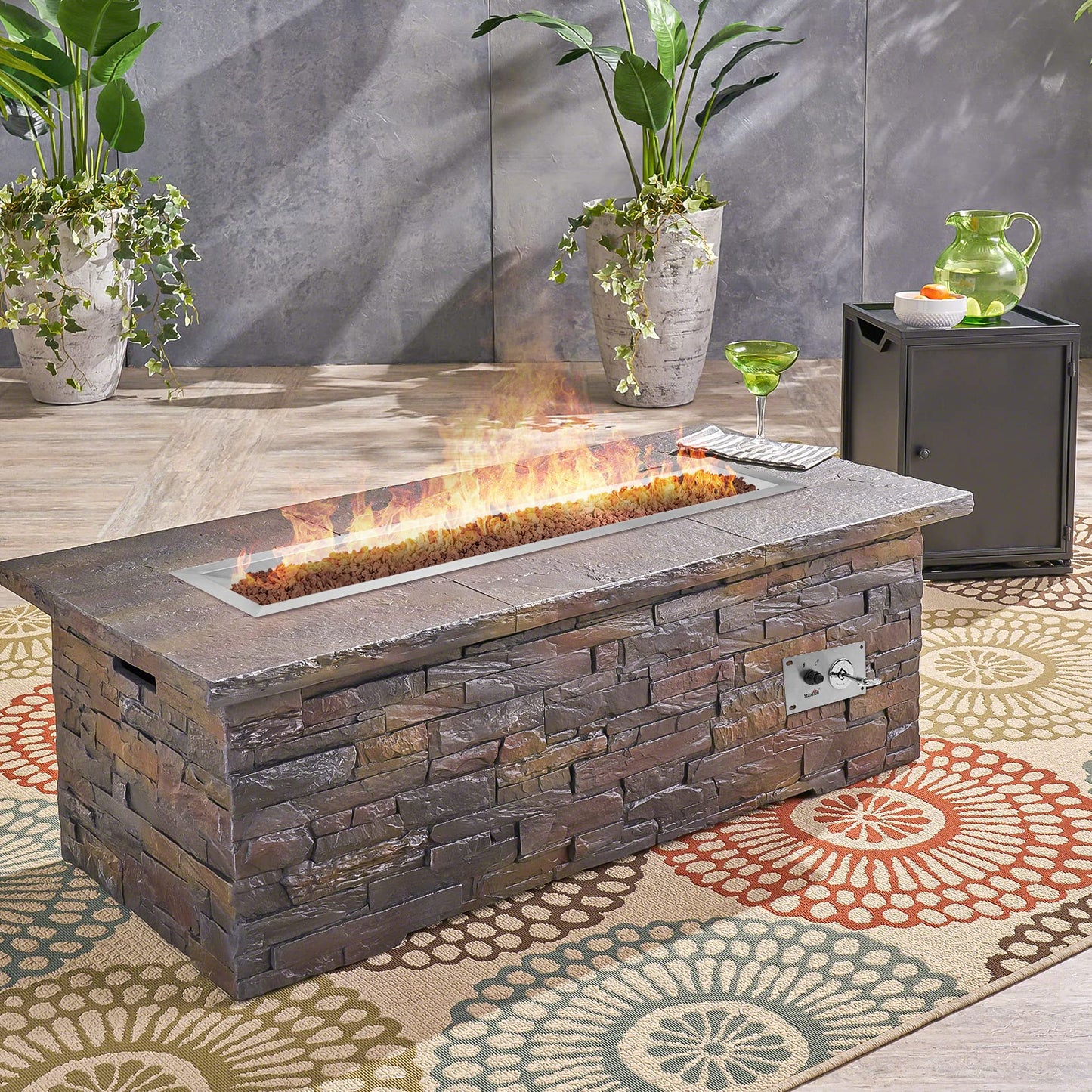 Stanbroil 48 x 14 Inch Rectangular Drop-in Gas Fire Pit Burner with Spark Ignition Kit for DIY Fire Pit Project, Propane Gas Version, 185,000 BTU Max