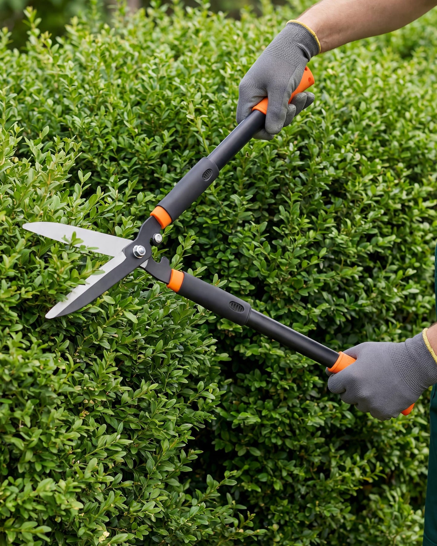 Hedge Shears, 31-Inch Garden Shears with Adjustable Handle, Sharp Blade & Comfortable Grip, Hedge Clippers for Hedges - Black/Orange