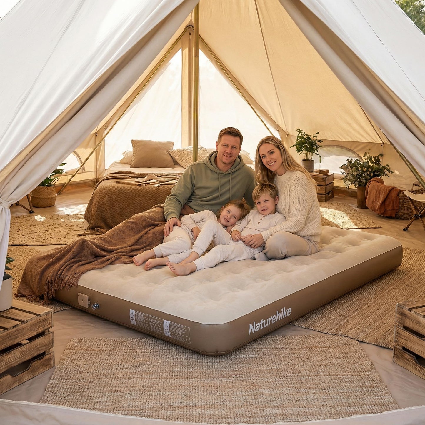 Naturehike California King Air Mattresses with Rechargeable Built-in Pump, Inflatable Mattress, Portable Blow up Mattress, Air Bed for Home, Camping, Guest